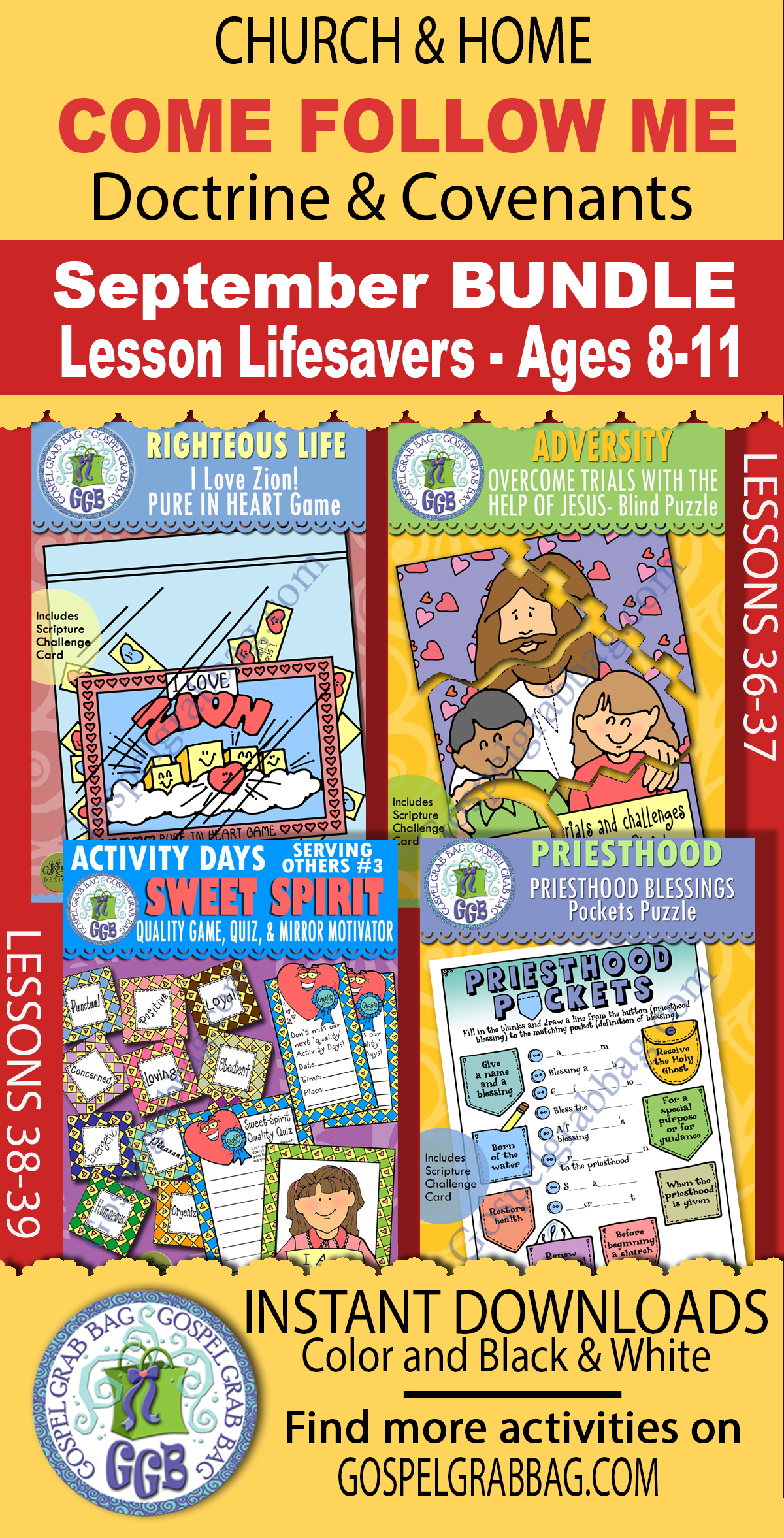 Ages 8-11 Activities BUNDLE September COME FOLLOW ME D&C