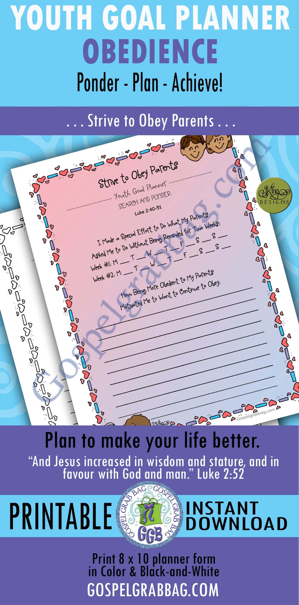 "Strive to Obey Parents" YOUTH GOAL PLANNER