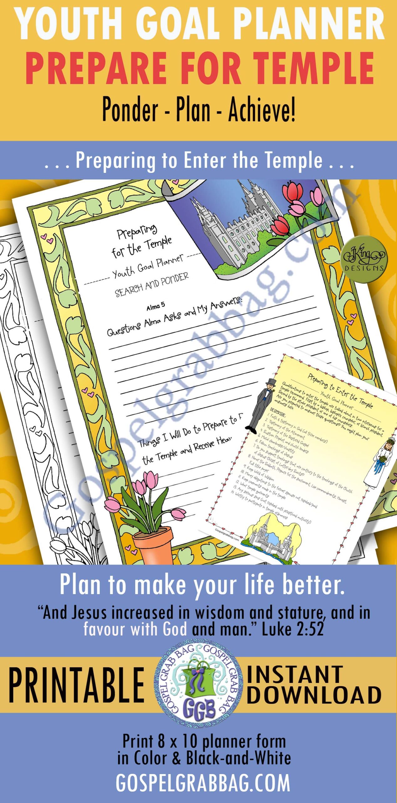 Preparing to Enter the Temple YOUTH GOAL PLANNER