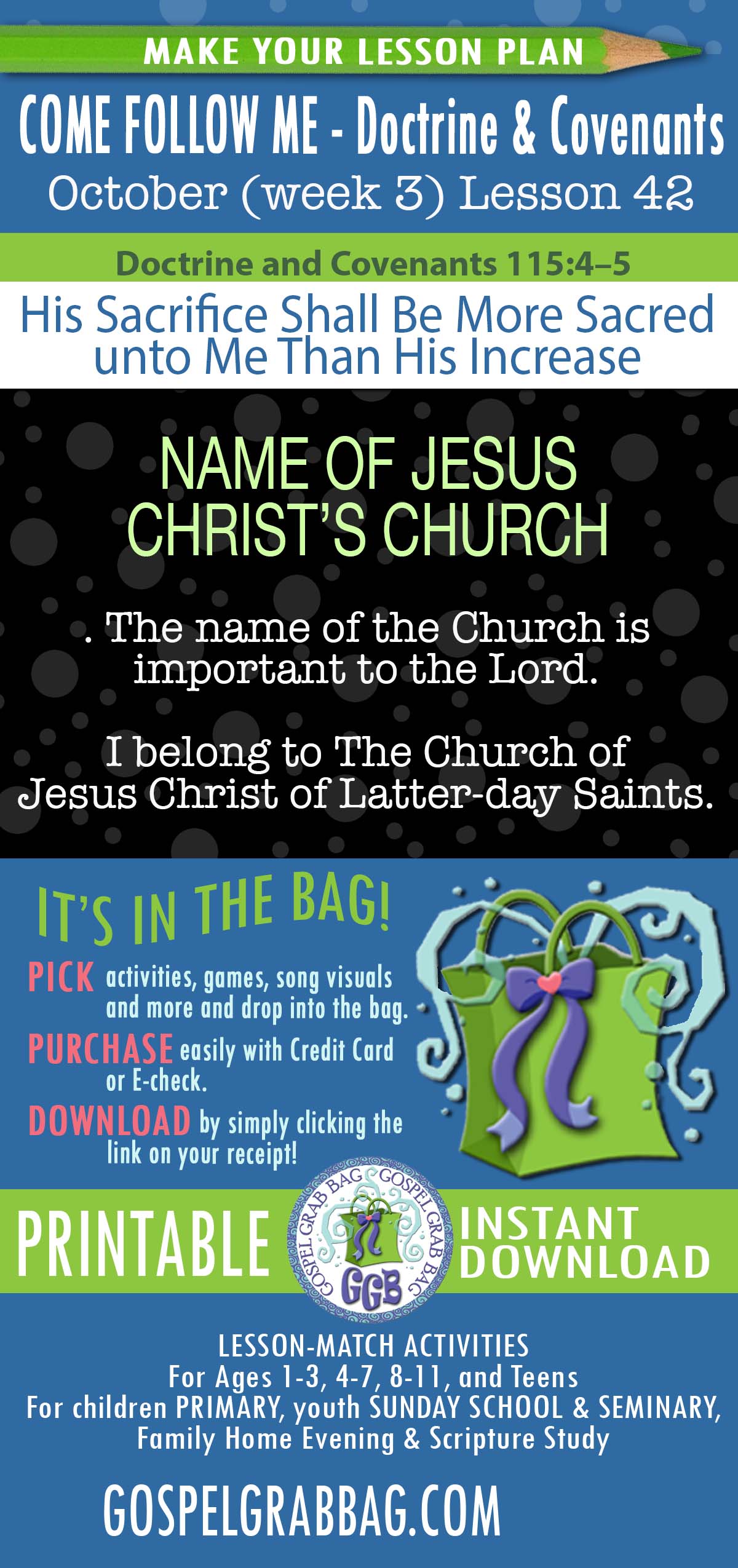 D&C 115 "His Sacrifice Shall Be More Sacred unto Me Than His Increase" Topic: "The name of the Church is important to the Lord."