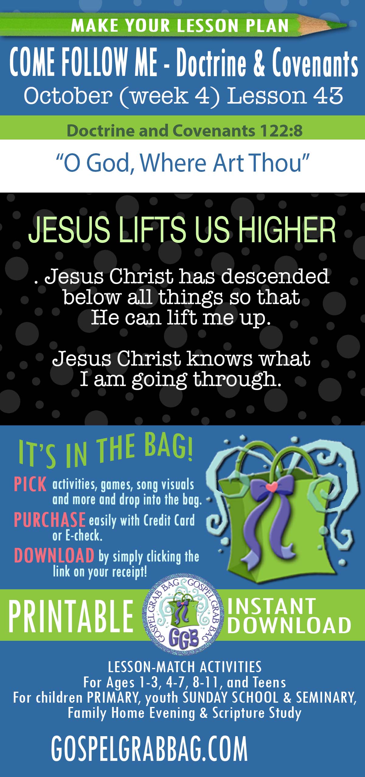 D&C 122 "O God, Where Art Thou" Topic: "Jesus Christ knows what I am going through." His Atonement lifts us.