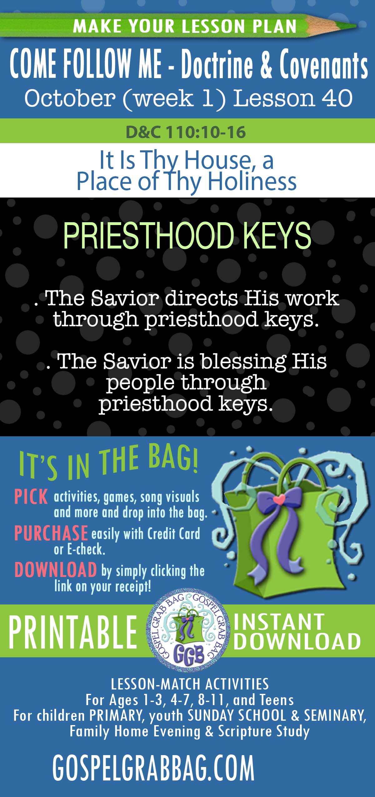D&C 110 "It Is Thy House, a Place of Thy Holiness" TOPIC: Savior directs His work (and blessings) through priesthood keys.