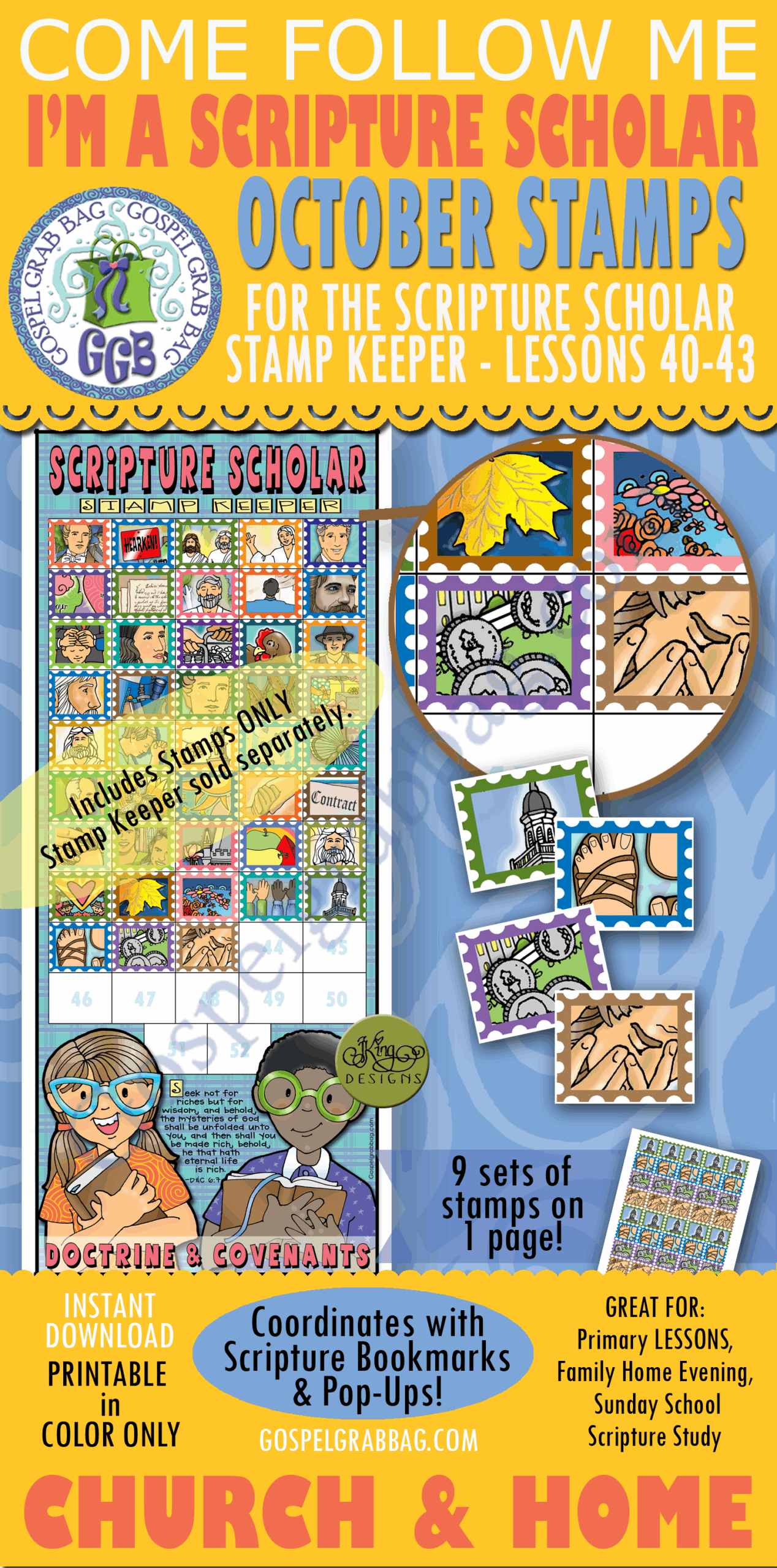 Doctrine and Covenants October Come Follow Me - reward stamps (matching lesson themes)