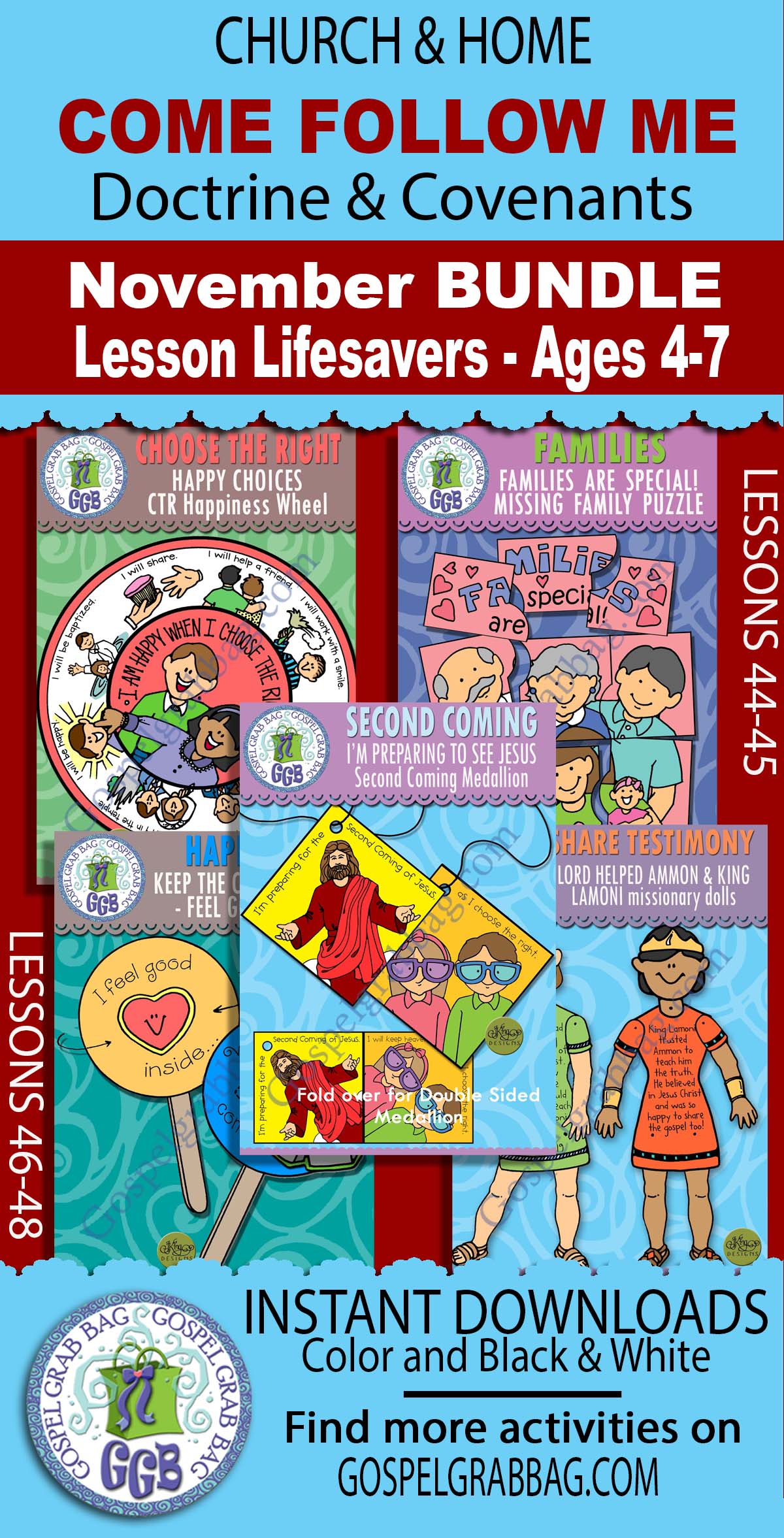 Ages 4-7 COME FOLLOW ME D&C 124-136 Activities BUNDLE - November