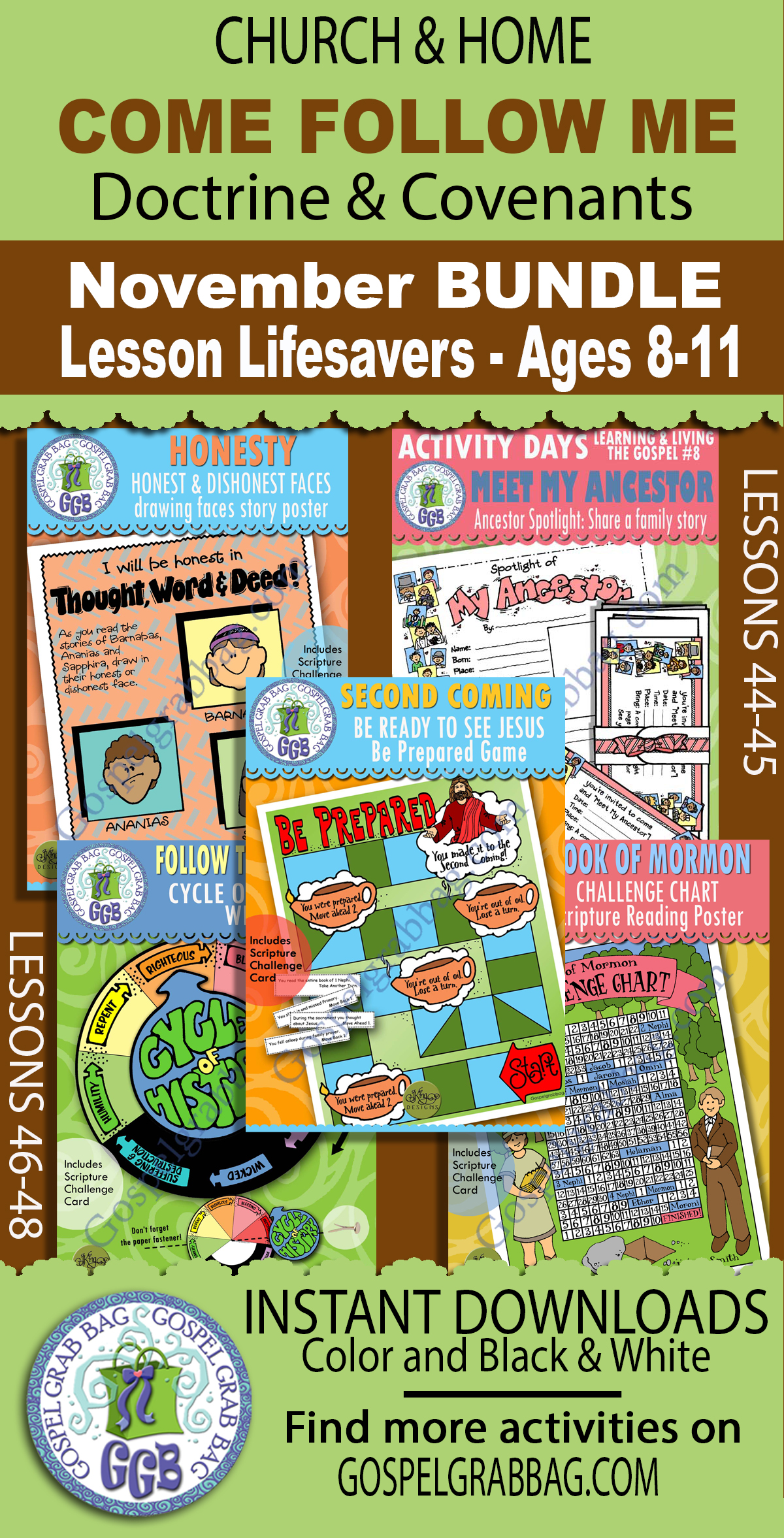 Ages 8-11 COME FOLLOW ME D&C 124-136 Activities BUNDLE - November