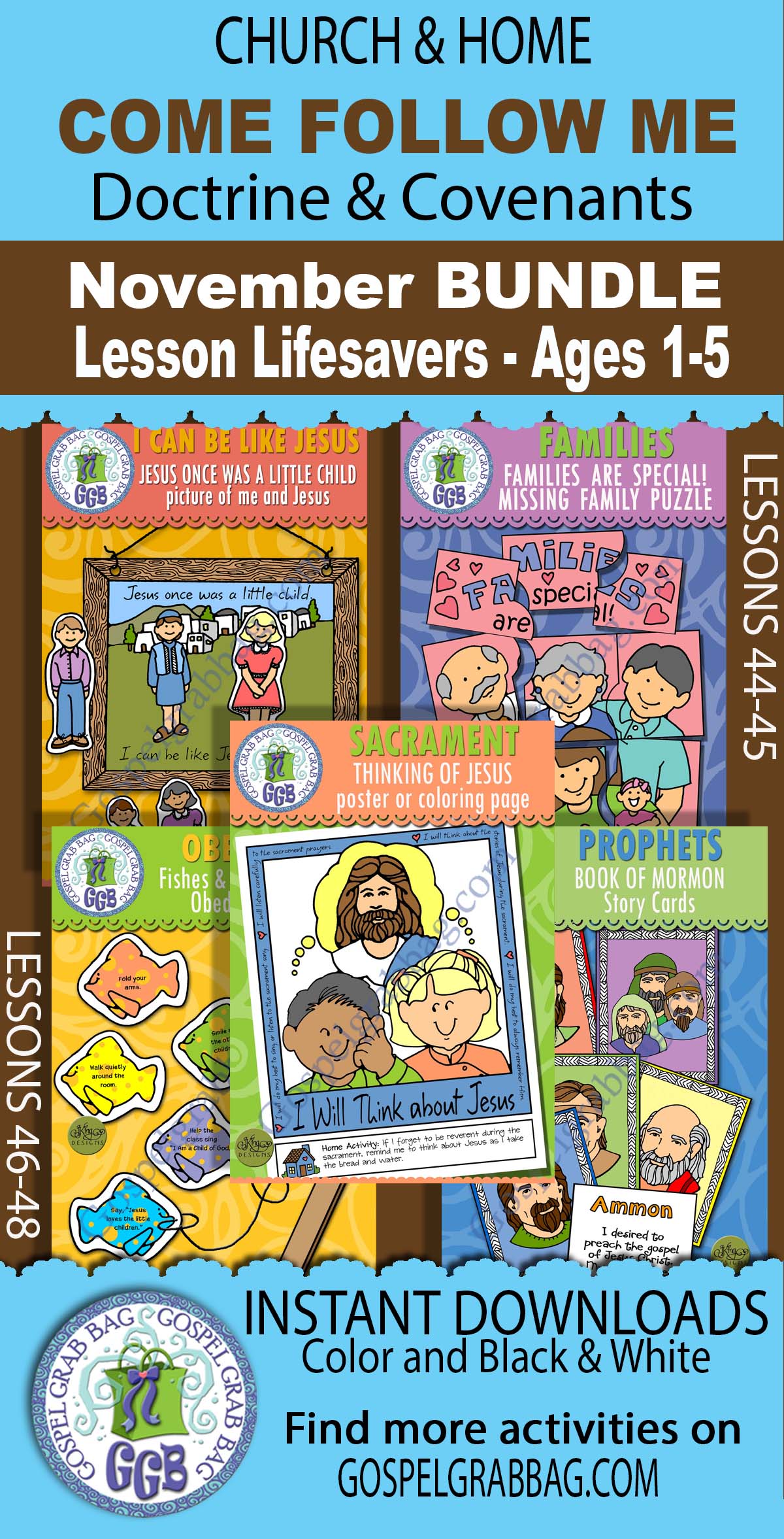 Ages 1-5 COME FOLLOW ME D&C 124-136 Activities BUNDLE - November