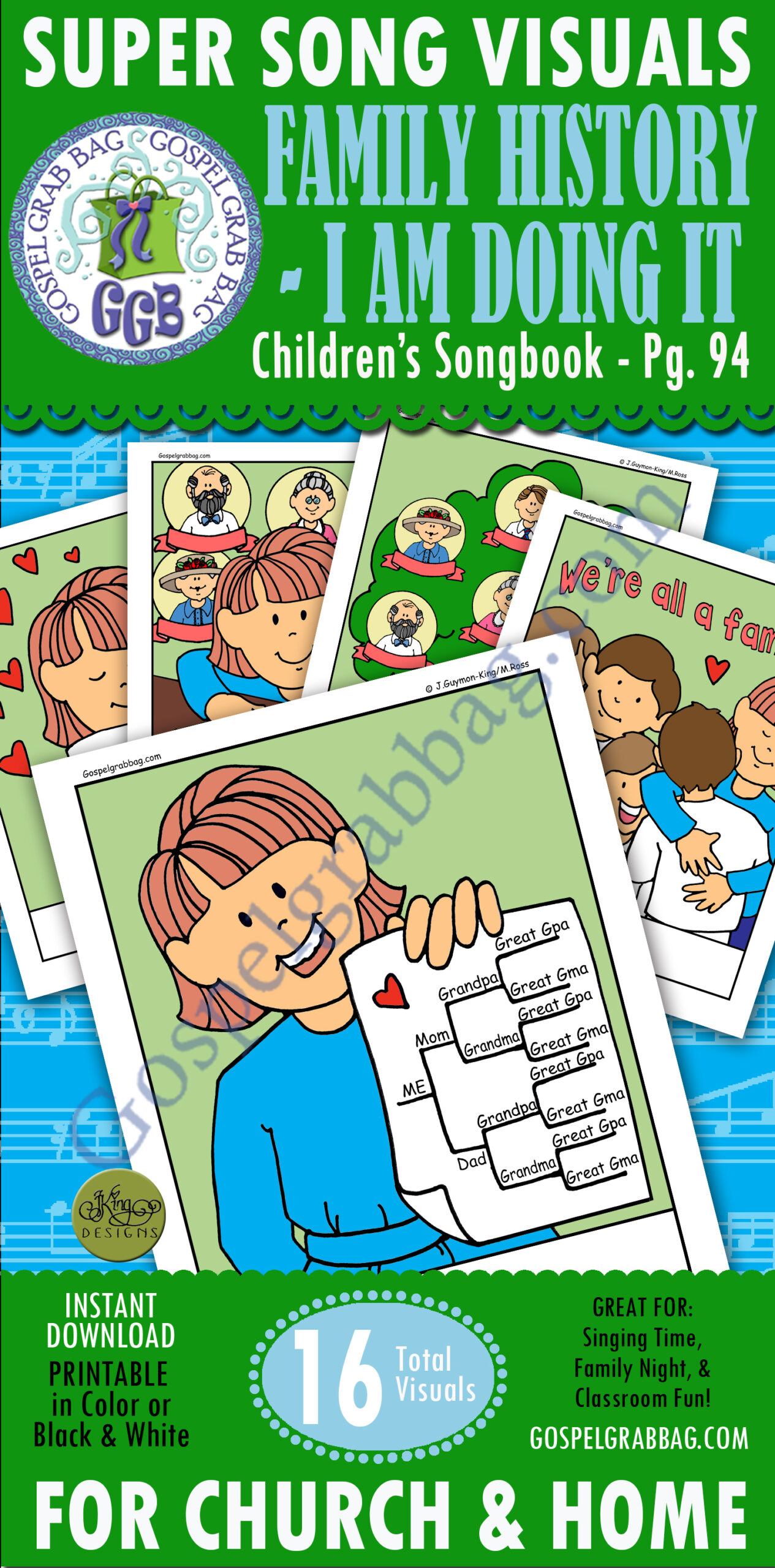 "FAMILY HISTORY--I Am Doing It" song visuals, Children's Songbook p. 94