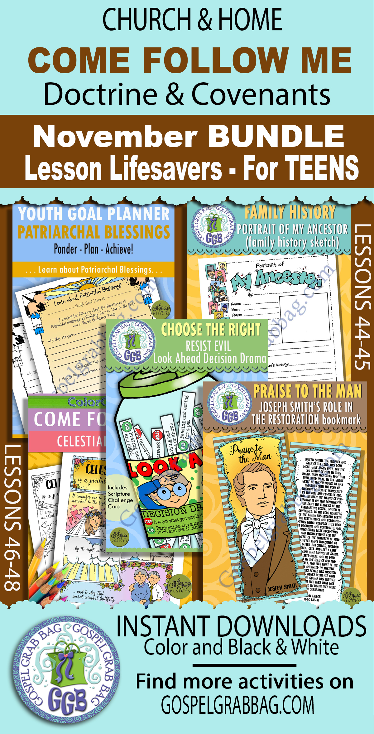 Ages 11-16 Teens COME FOLLOW ME D&C 124-136 Activities BUNDLE - November