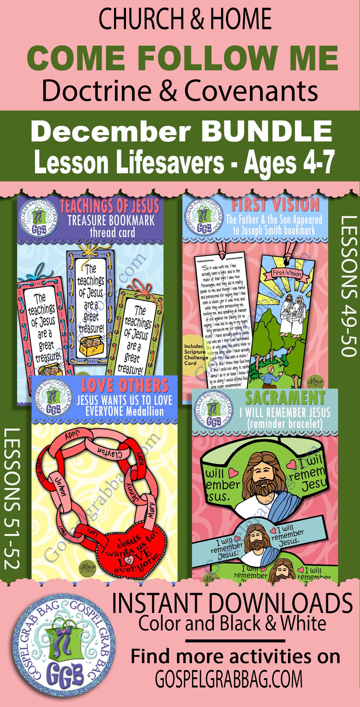 Ages 4-7 COME FOLLOW ME Doctrine and Covenants DECEMBER Bundle