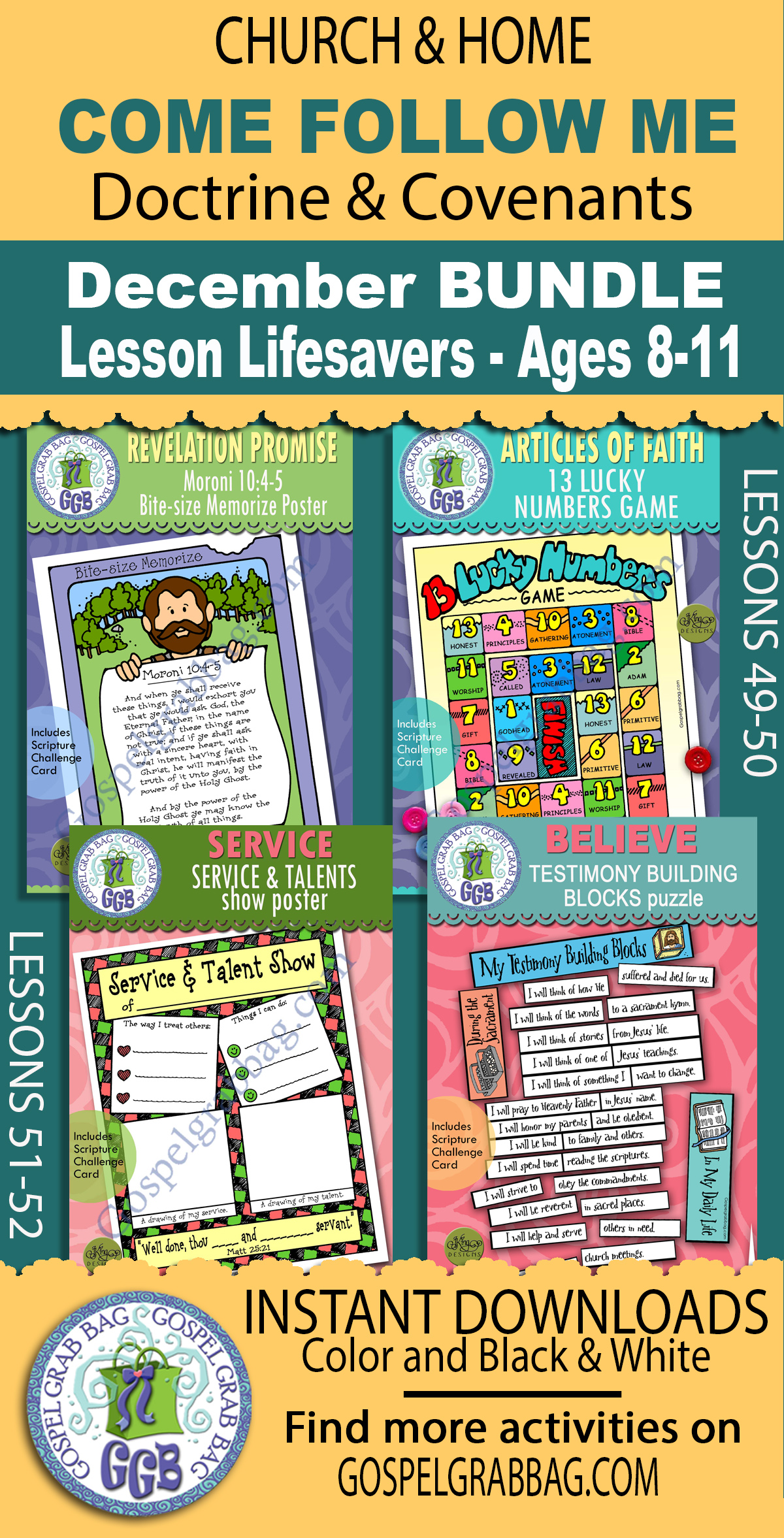 Ages 8-11 COME FOLLOW ME Doctrine and Covenants DECEMBER Bundle