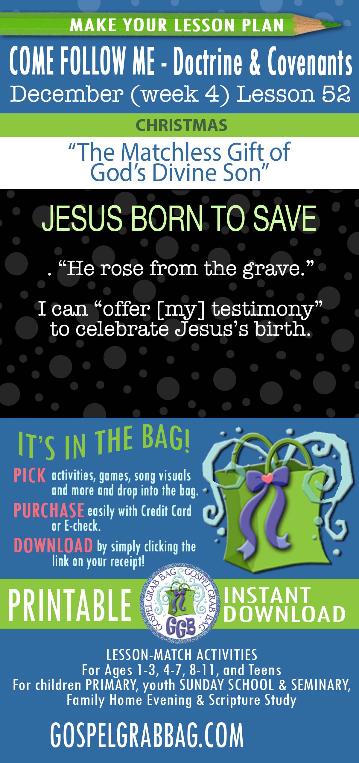 CHRISTMAS "The Matchless Gift of God's Divine Son" TOPICS He rose from the grave. I can "offer [my] testimony" to celebrate Jesus's birth.