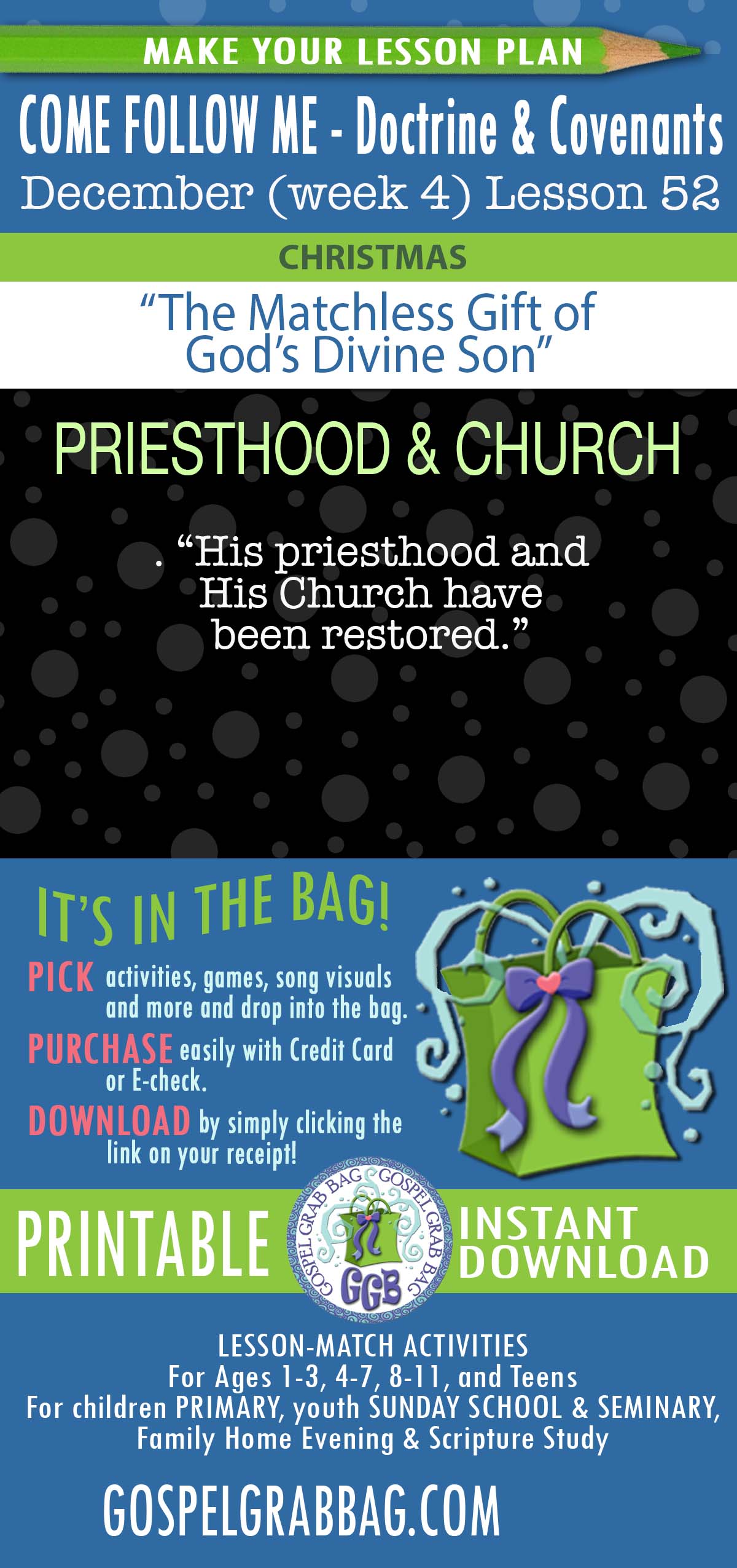 CHRISTMAS "The Matchless Gift of God's Divine Son" "His priesthood and His Church have been restored."