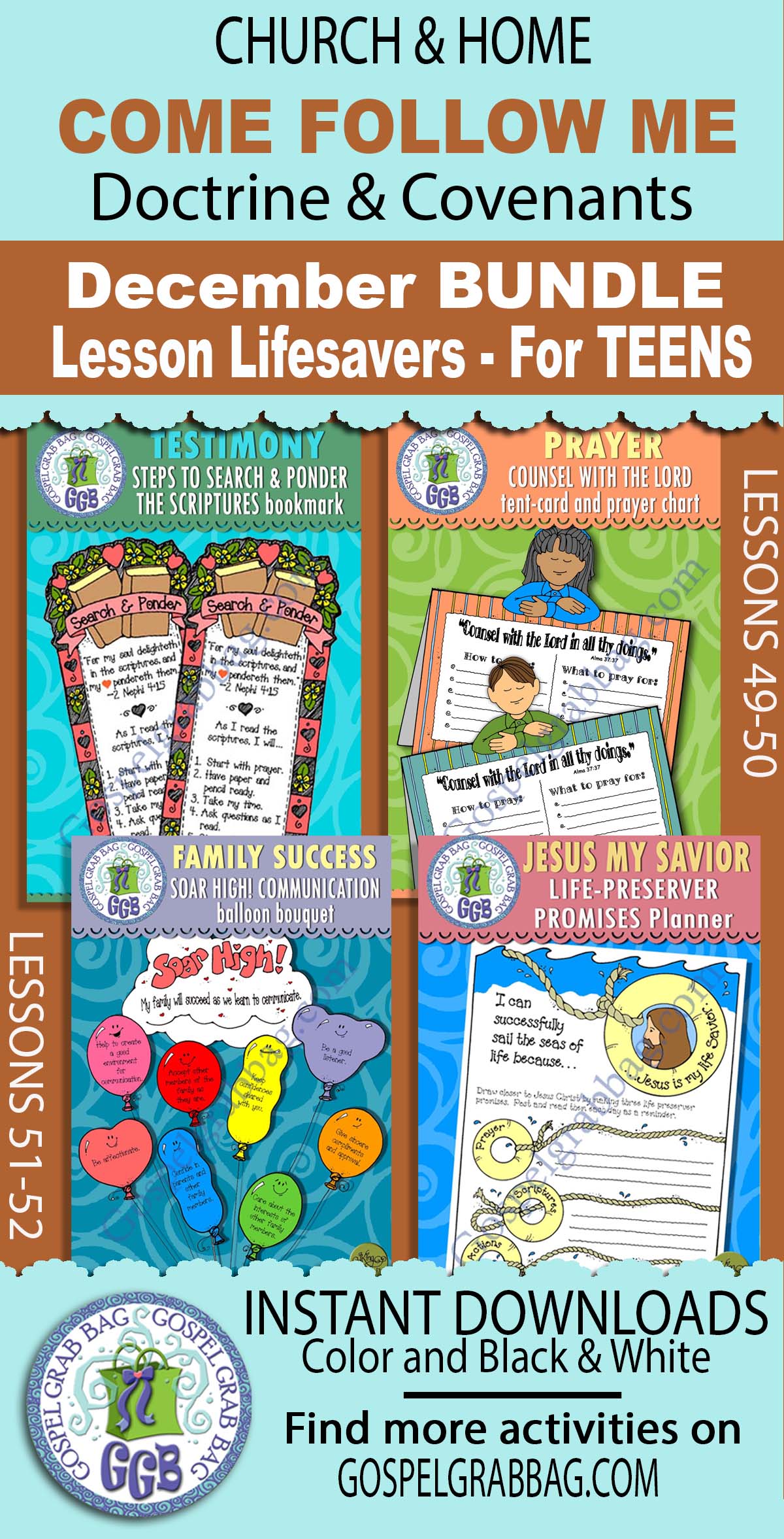 Ages 11-16 Teens - COME FOLLOW ME Doctrine and Covenants DECEMBER Bundle