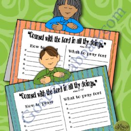 PRAYER activity for youth/teens "Counsel with the Lord ..." tent-card and prayer chart