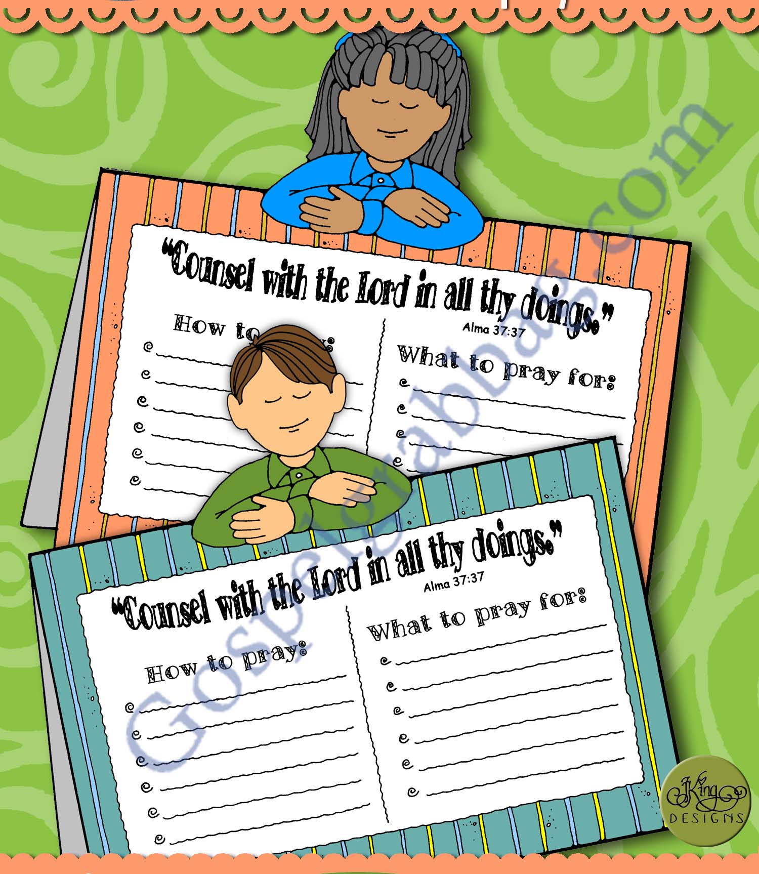 PRAYER activity for youth/teens "Counsel with the Lord ..." tent-card and prayer chart