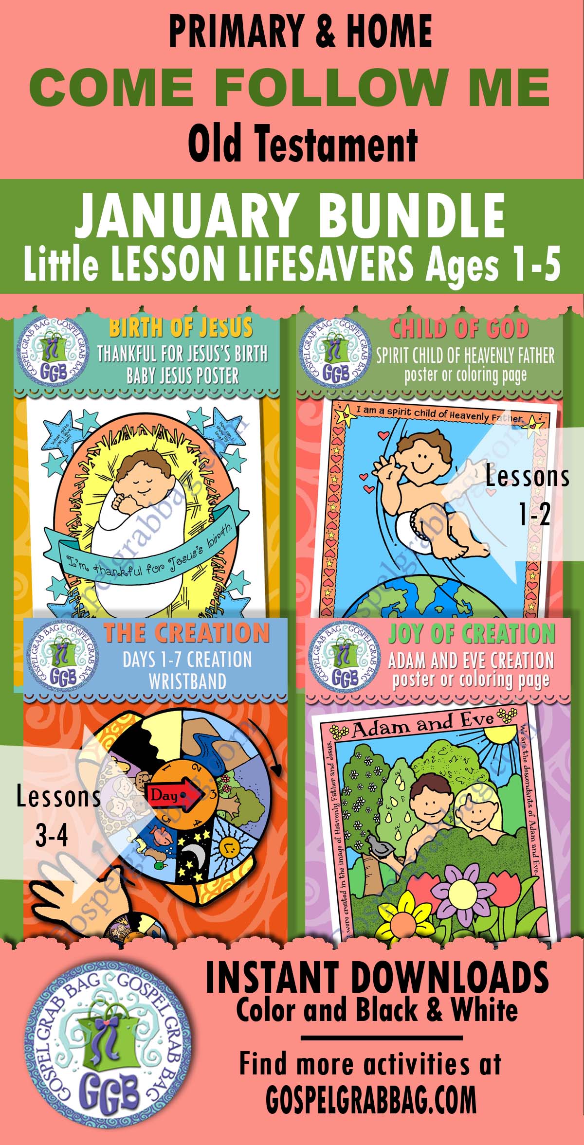 Ages 1-5 Activities BUNDLE For Old Testament - Come Follow Me January