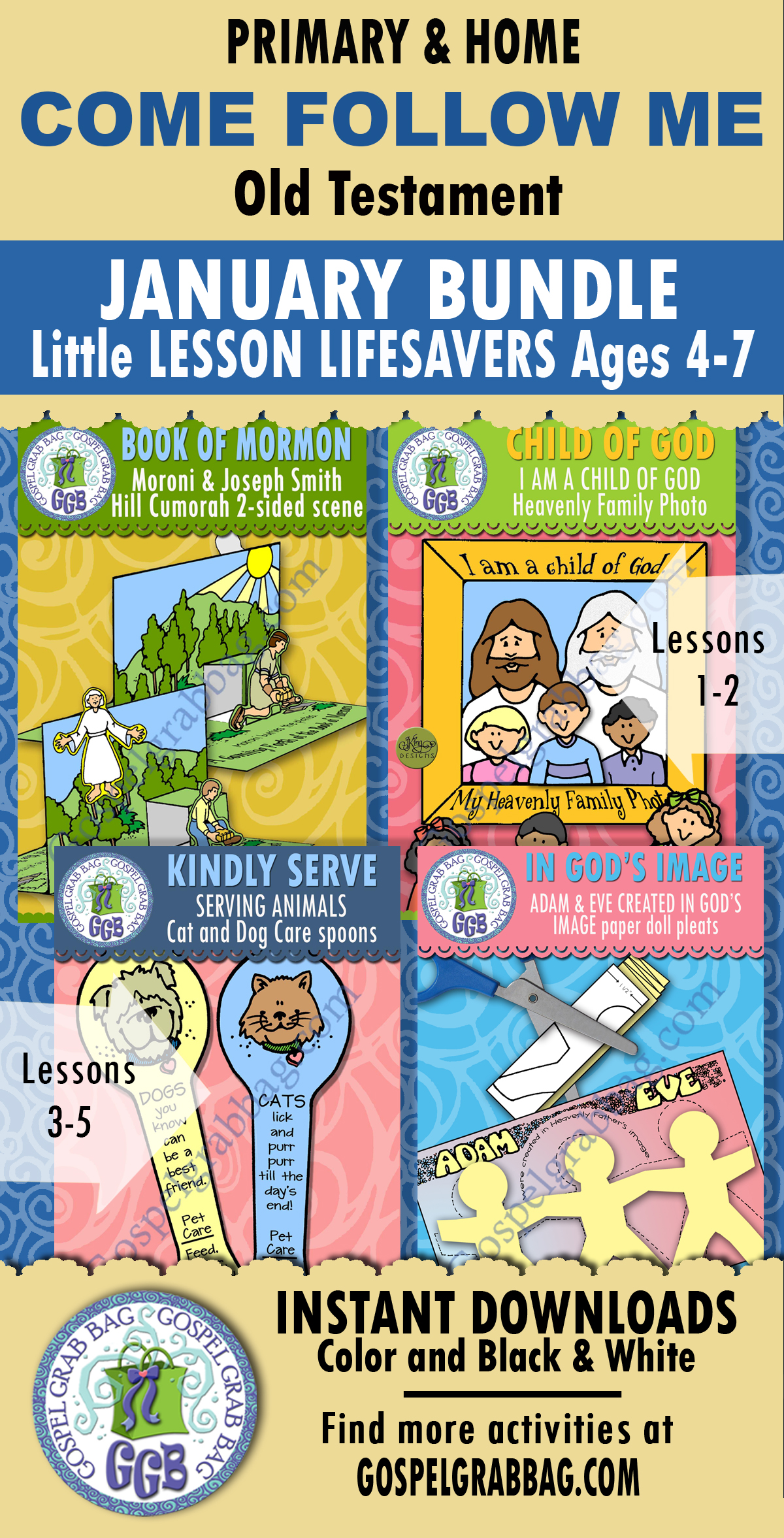Ages 4-7 Activities BUNDLE For Old Testament - Come Follow Me January