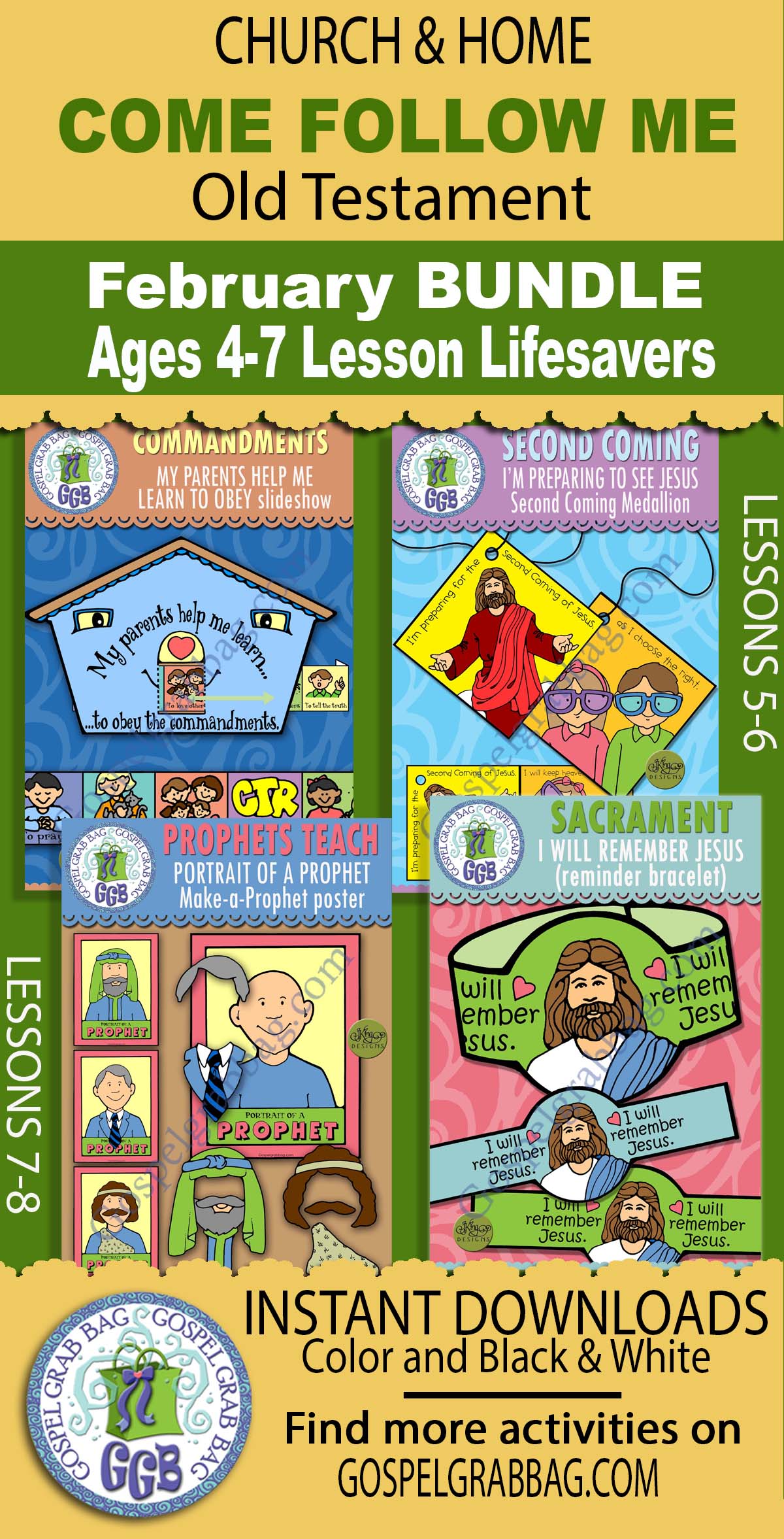 Ages 4-7 Activities BUNDLE For Old Testament - Come Follow Me February