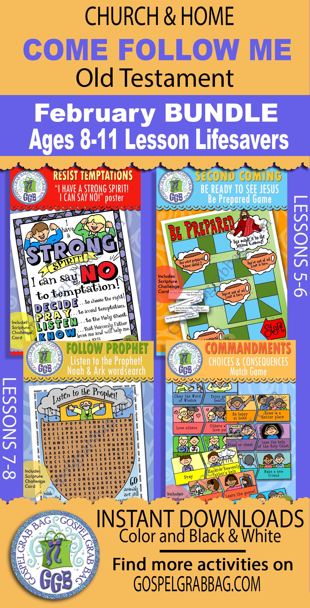 Ages 8-11 Activities BUNDLE For Old Testament - Come Follow Me February