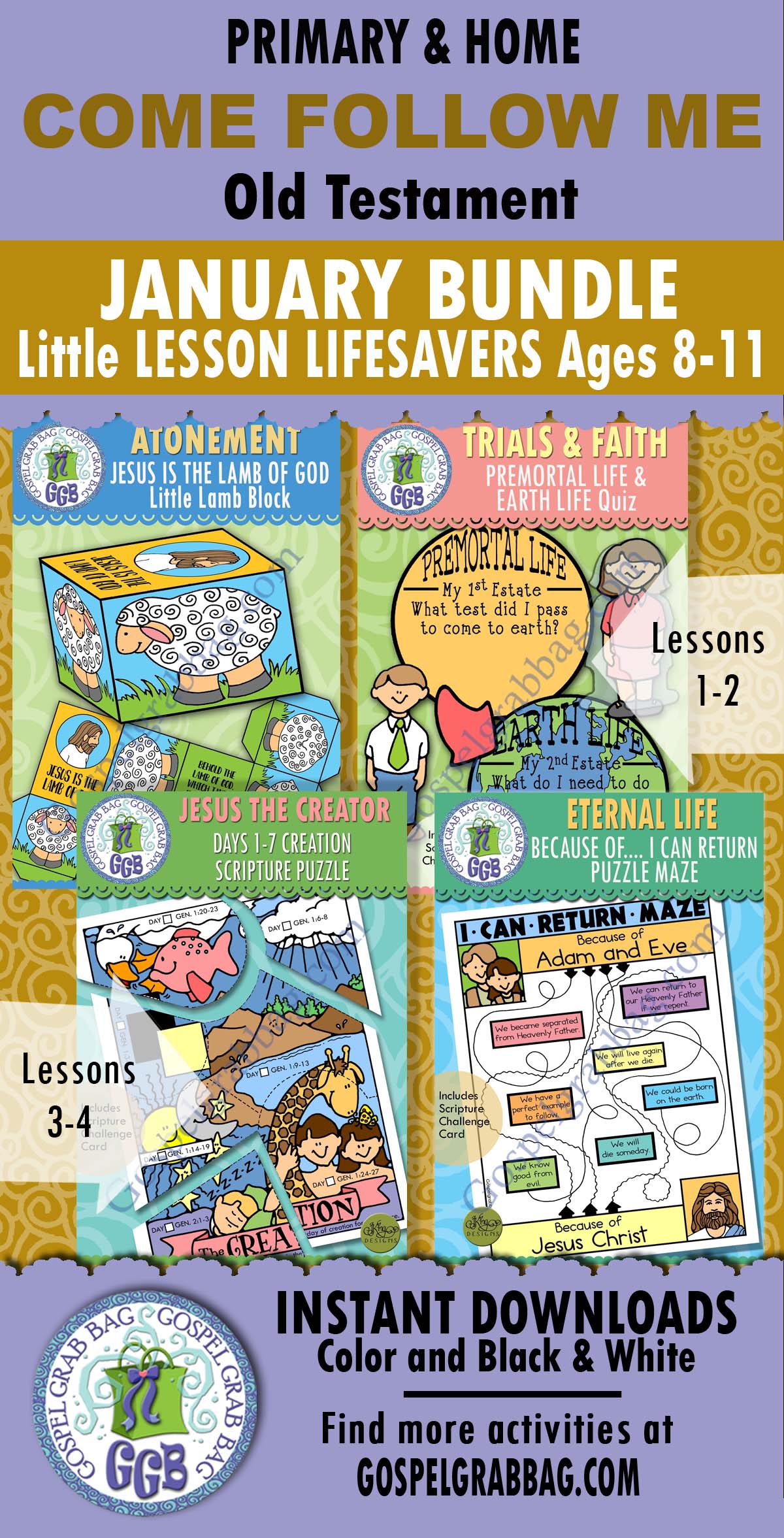 Ages 8-11 Activities BUNDLE For Old Testament - Come Follow Me January
