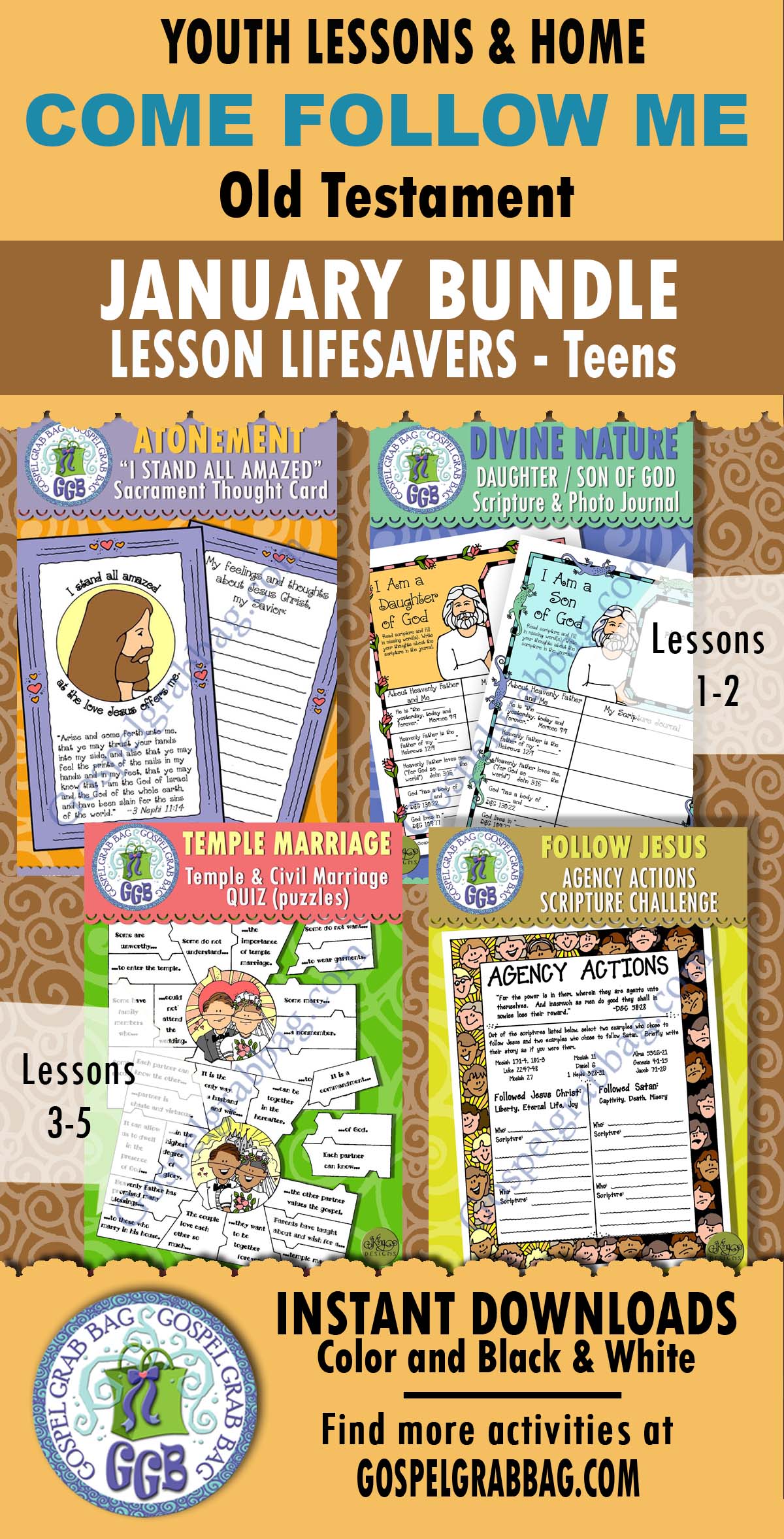 Ages 11-16 TEEN Activities BUNDLE For Old Testament - Come Follow Me January