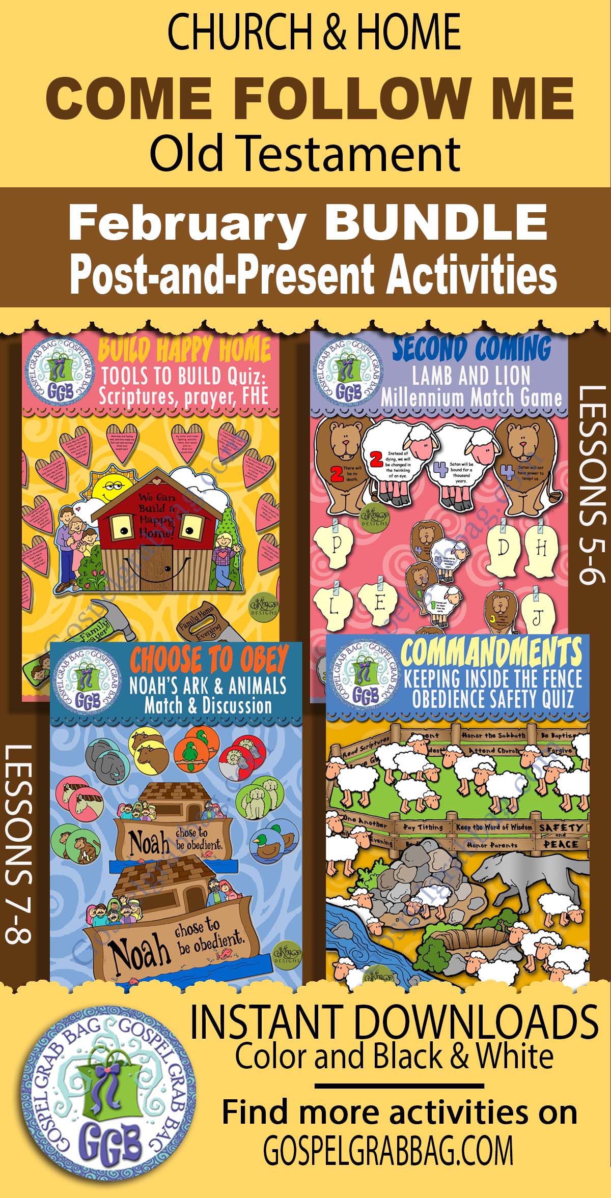Post-and-Present Activities BUNDLE For Old Testament - Come Follow Me February