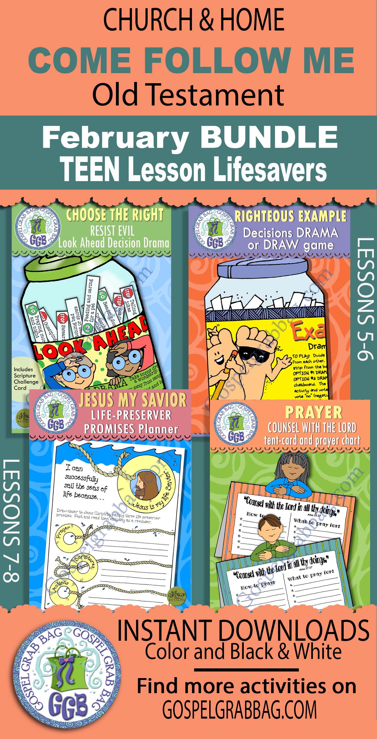 TEEN Activities BUNDLE For Old Testament - Come Follow Me February
