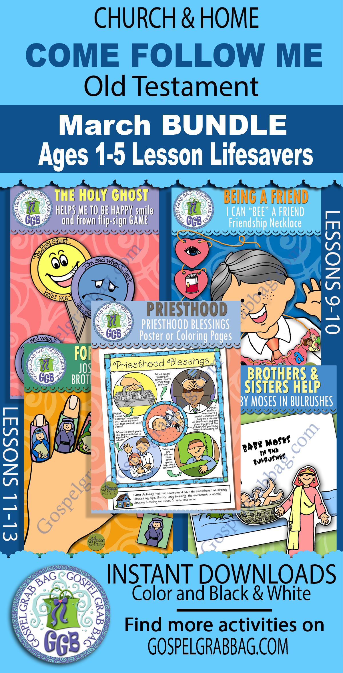 Ages 1-5 LESSON LIFESAVER Activities BUNDLE For Old Testament - Come Follow Me March