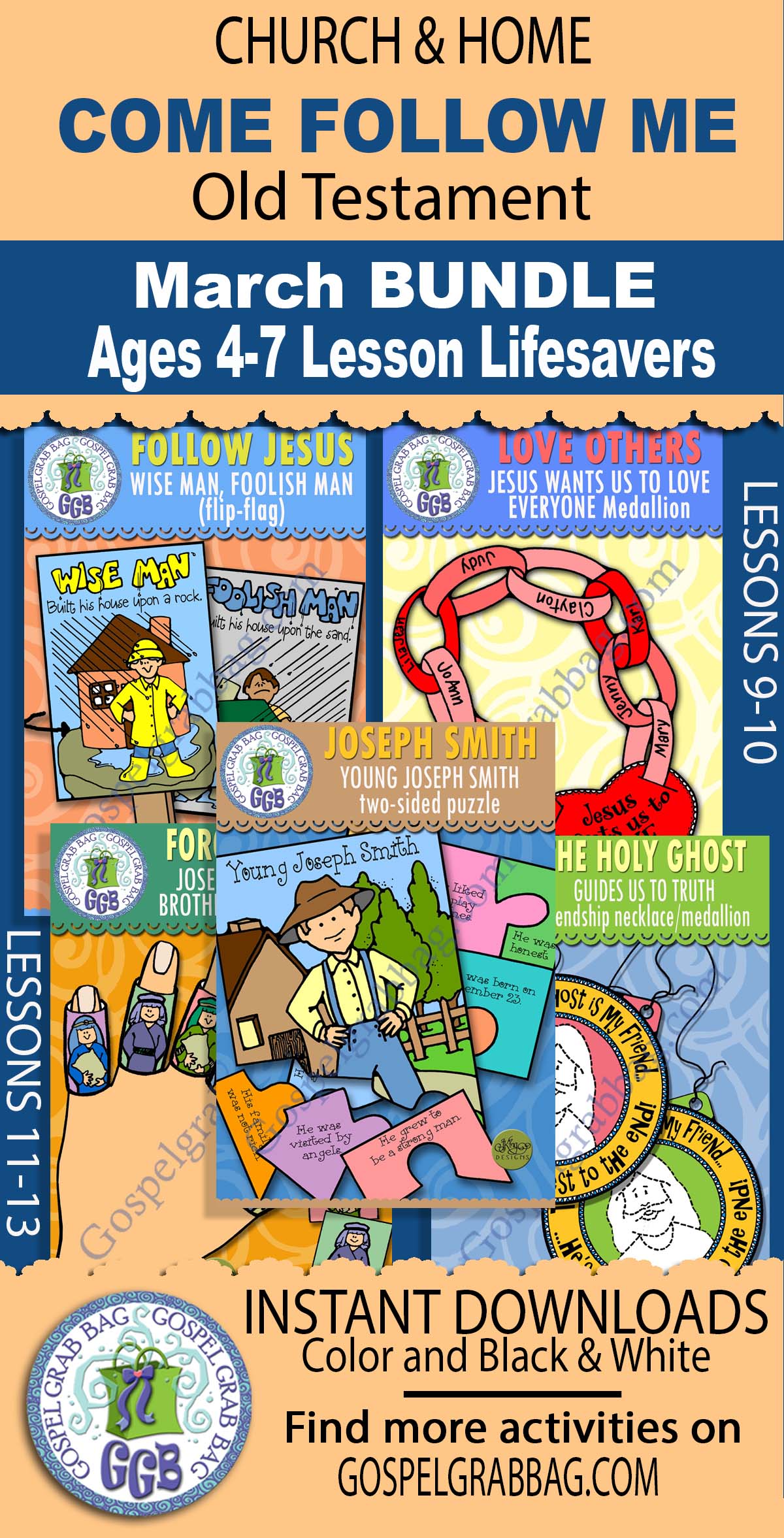 Ages 4-7 LESSON LIFESAVER Activities BUNDLE For Old Testament - Come Follow Me March