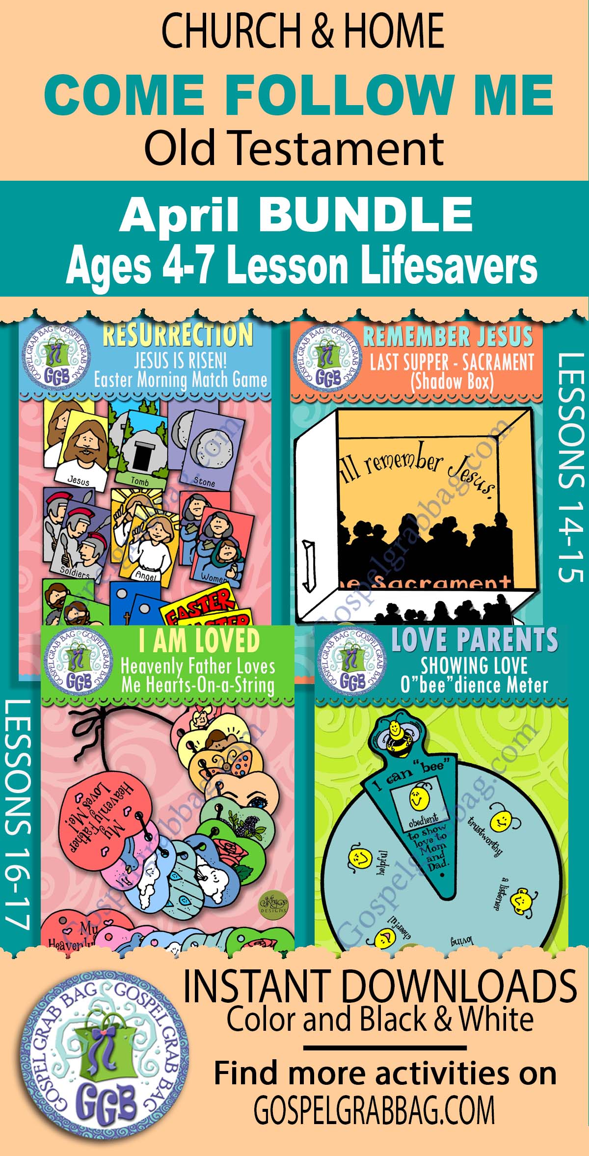 Ages 4-7 Activities BUNDLE for Old Testament APRIL