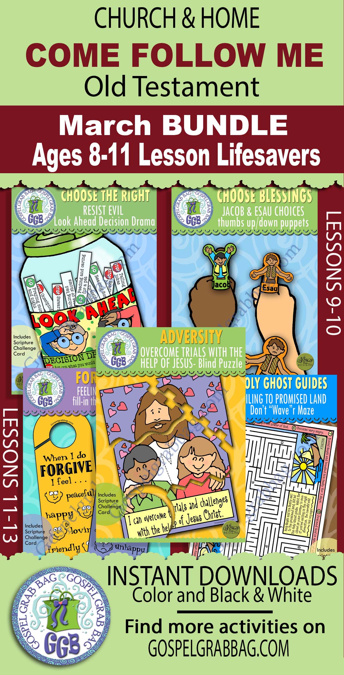 Ages 8-11 Lesson Lifesaver Activities BUNDLE For Old Testament - Come Follow Me March