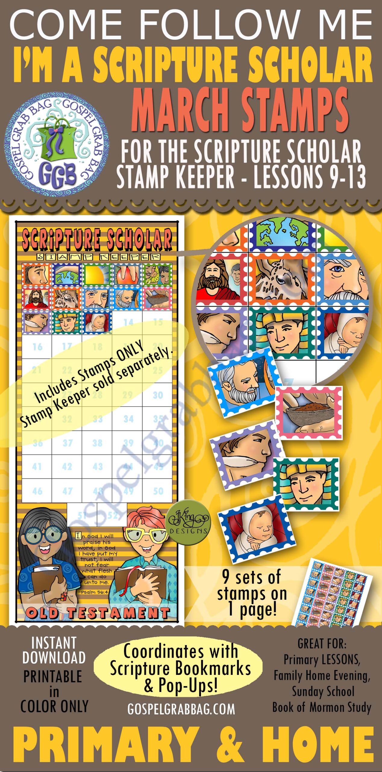 STAMPS for March 2026 to match to match 5 weeks of bookmarks and pop-ups