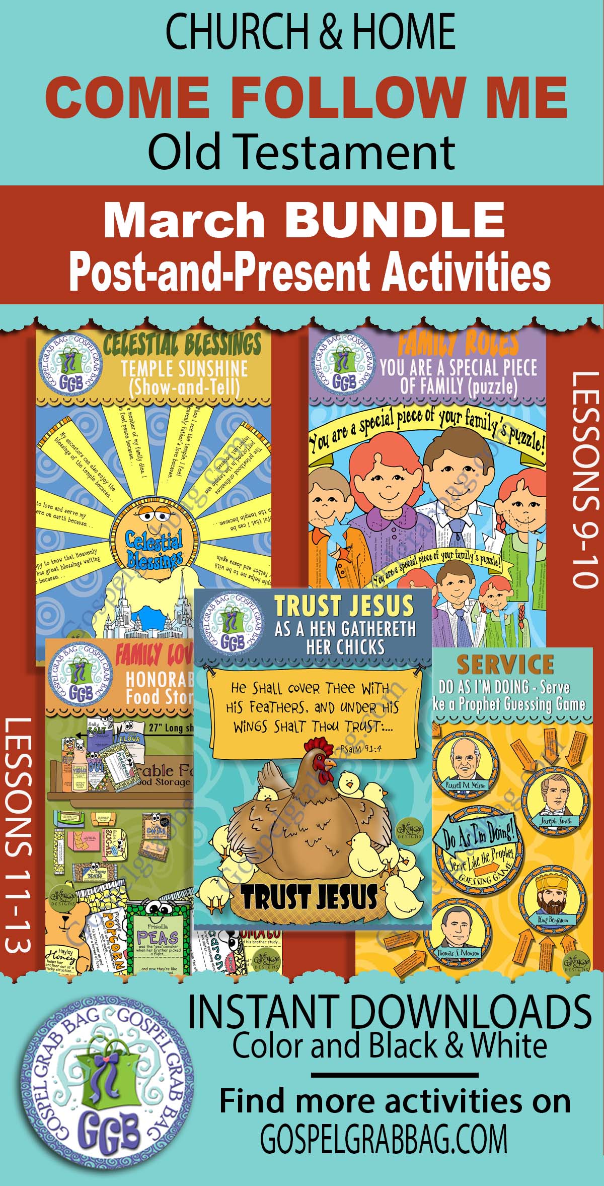 Post-and-Present Activities BUNDLE For Old Testament - Come Follow Me March