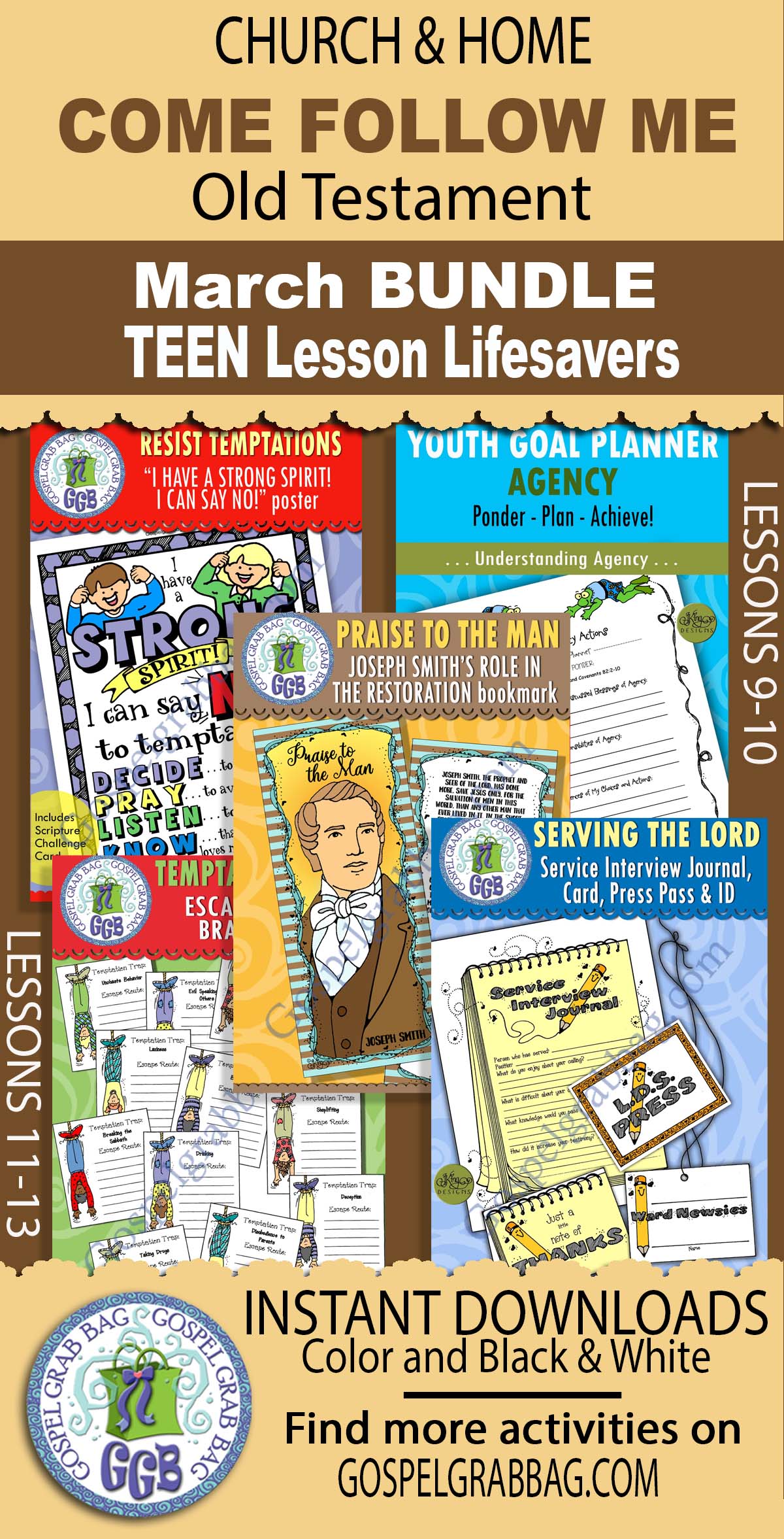 TEENS Lesson Lifesaver Activities BUNDLE For Old Testament - Come Follow Me March