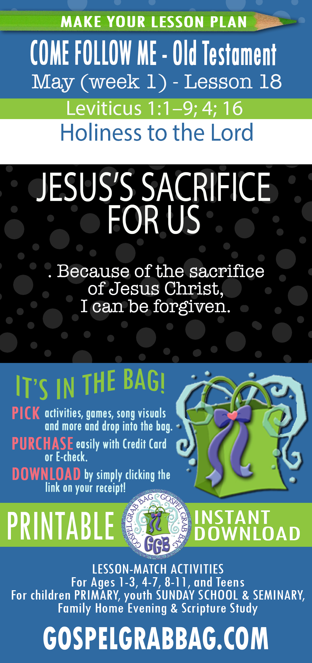 "Holiness to the Lord" COME FOLLOW ME - Old Testament - May (week 1) Lesson Activities - Exodus; Leviticus