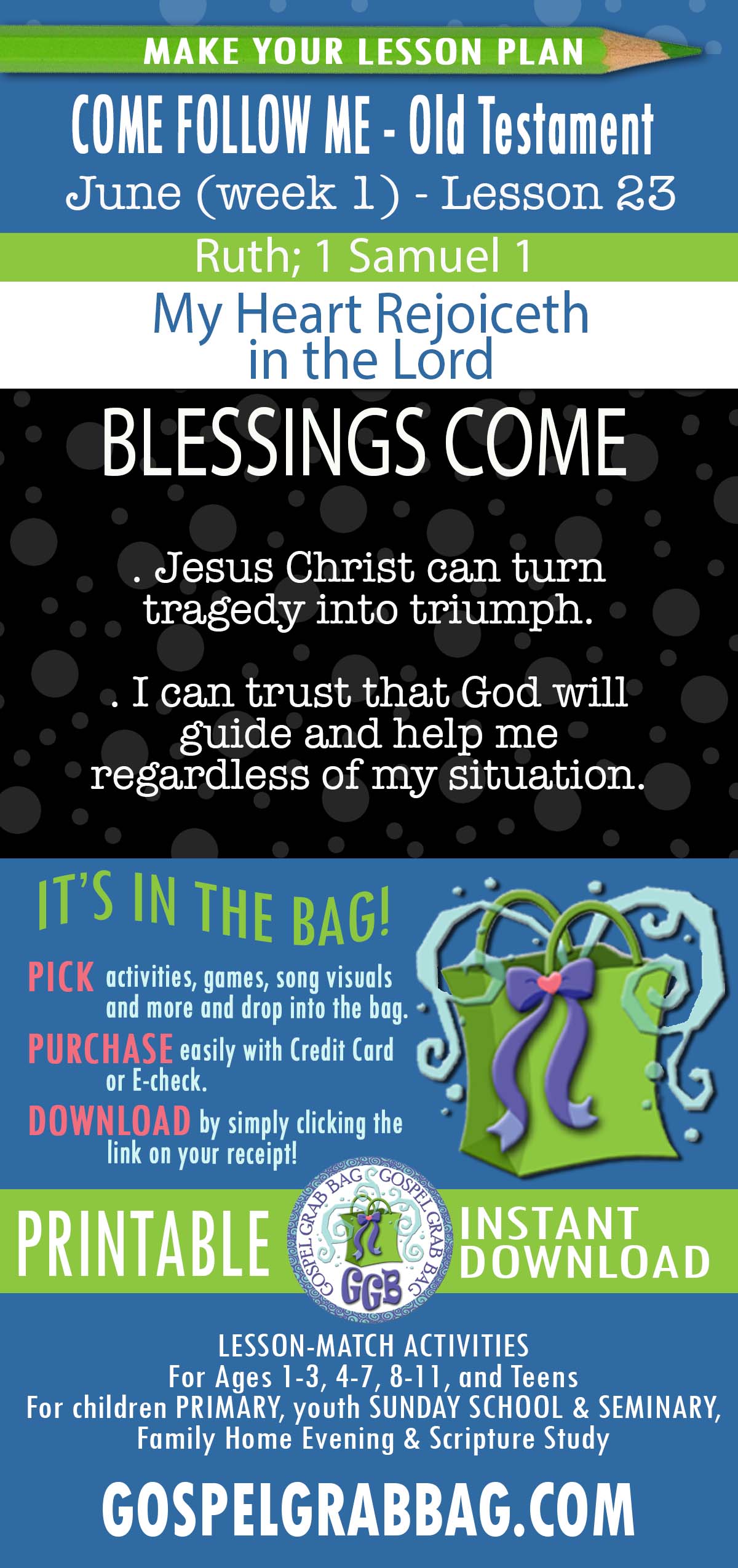 “My Heart Rejoiceth in the Lord” COME FOLLOW ME - Old Testament - June (week 1) Lesson Activities