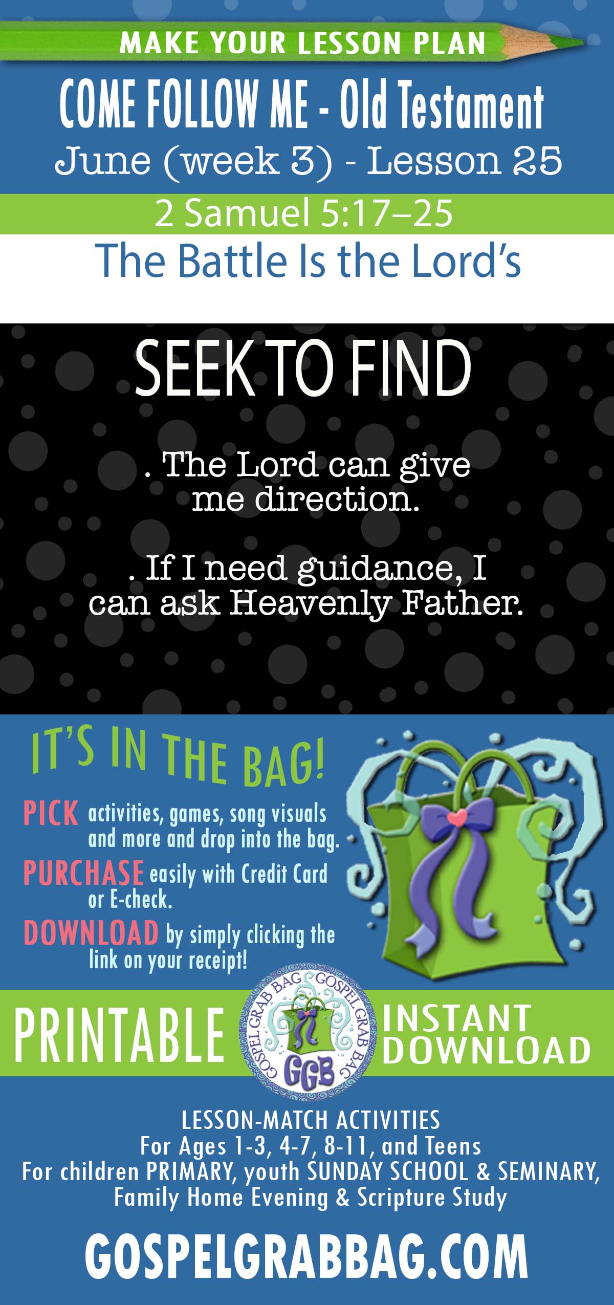“The Battle Is the Lord’s” COME FOLLOW ME - Old Testament - June (week 3) Lesson Activities