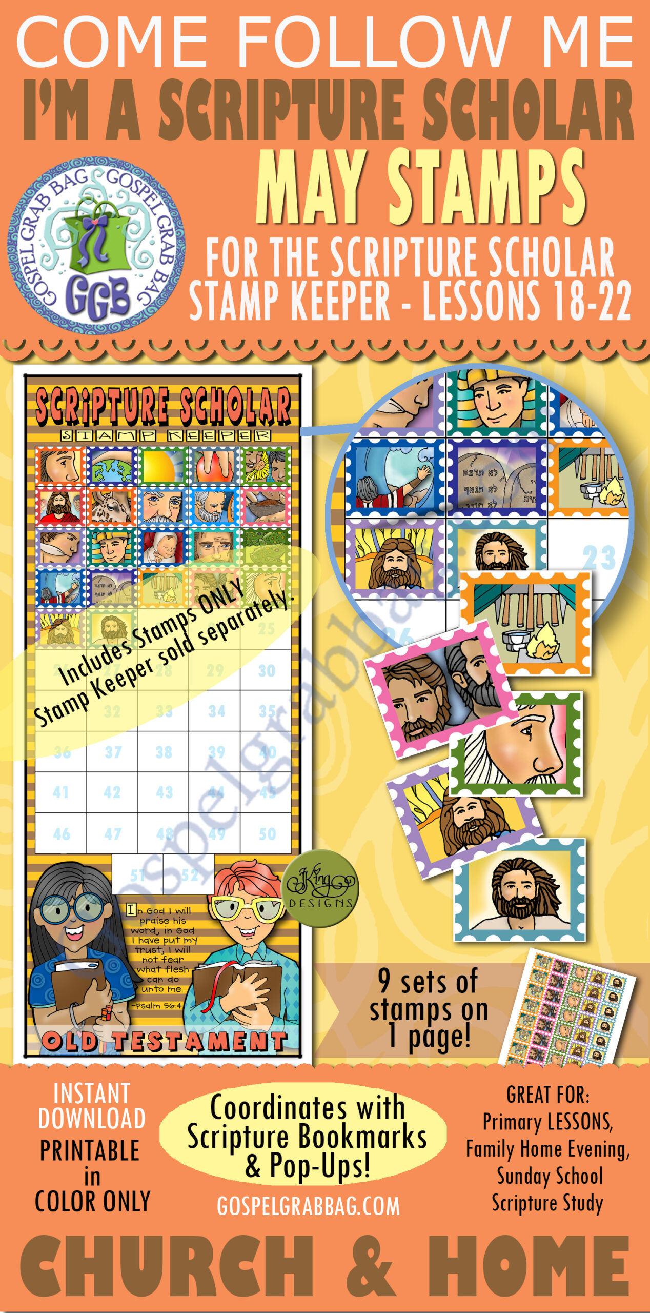 Scripture Scholar reward STAMPS for MAY 2026 to match to match 4 weeks of bookmarks and pop-ups