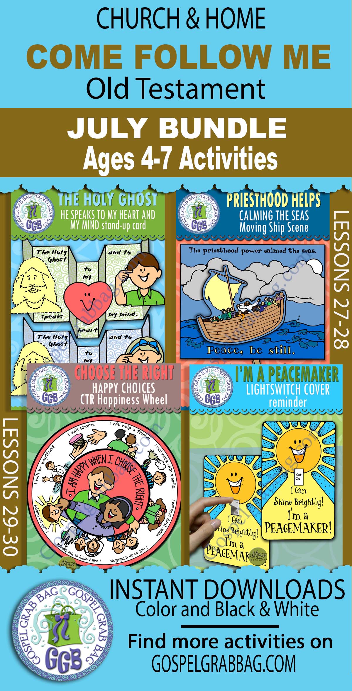 Ages 4-7 Activities For: COME, FOLLOW ME Old Testament - July BUNDLE