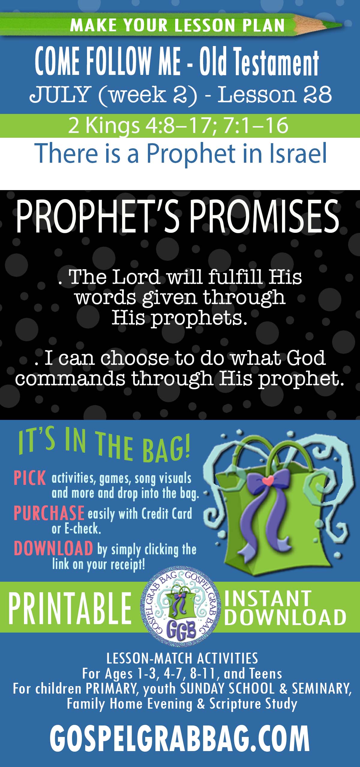 “There is a Prophet in Israel” COME FOLLOW ME - Old Testament - July (week 2) Lesson Activities