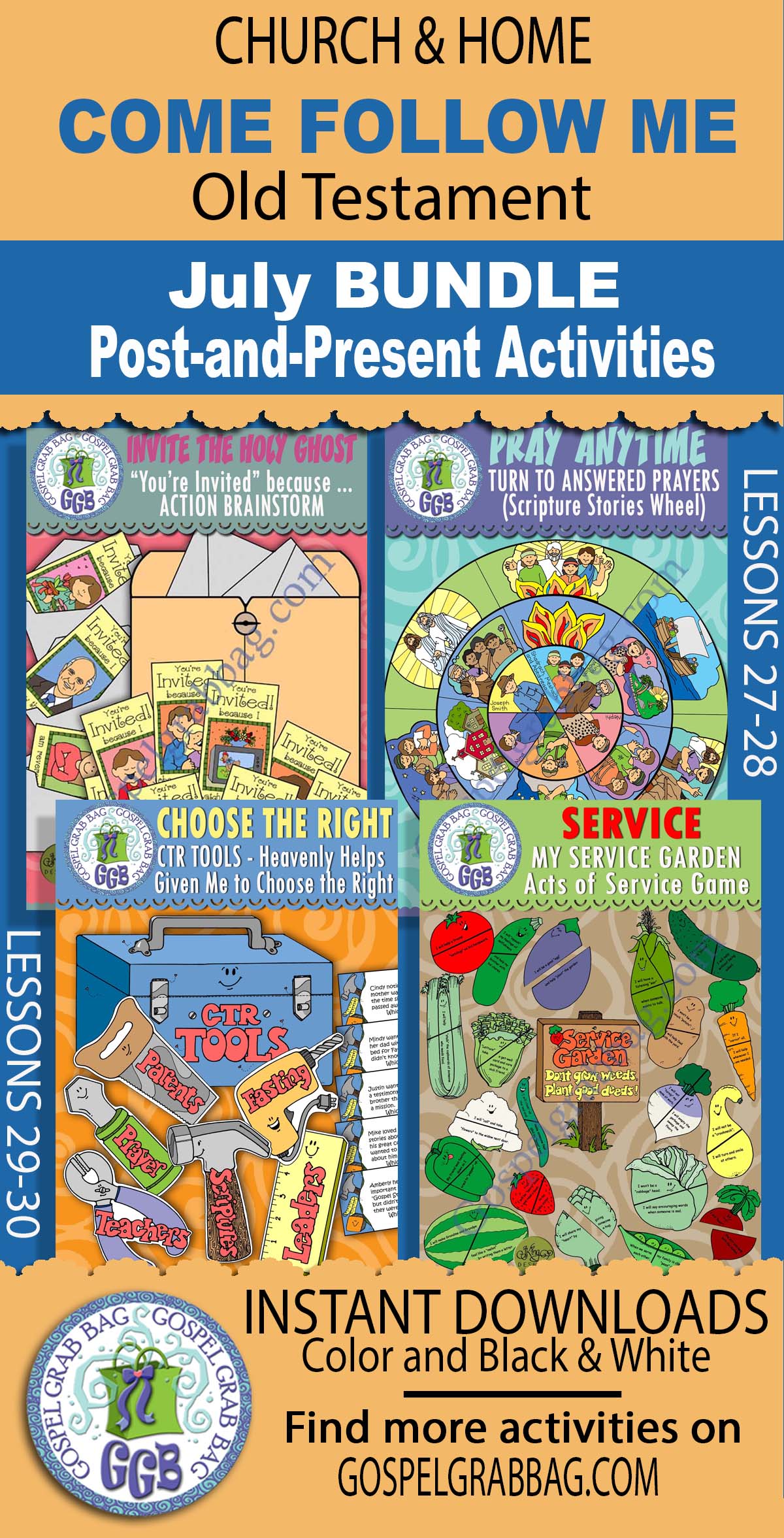 Activities For: COME, FOLLOW ME Old Testament - July BUNDLE - ALL AGES Post-and-Present