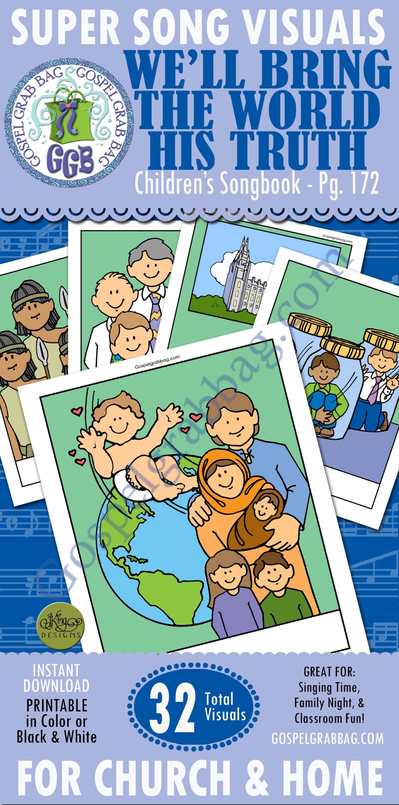 "We'll bring the World His Truth," Children's Songbook, 172, Primary Music, Singing Practice, GospelGrabBag.com