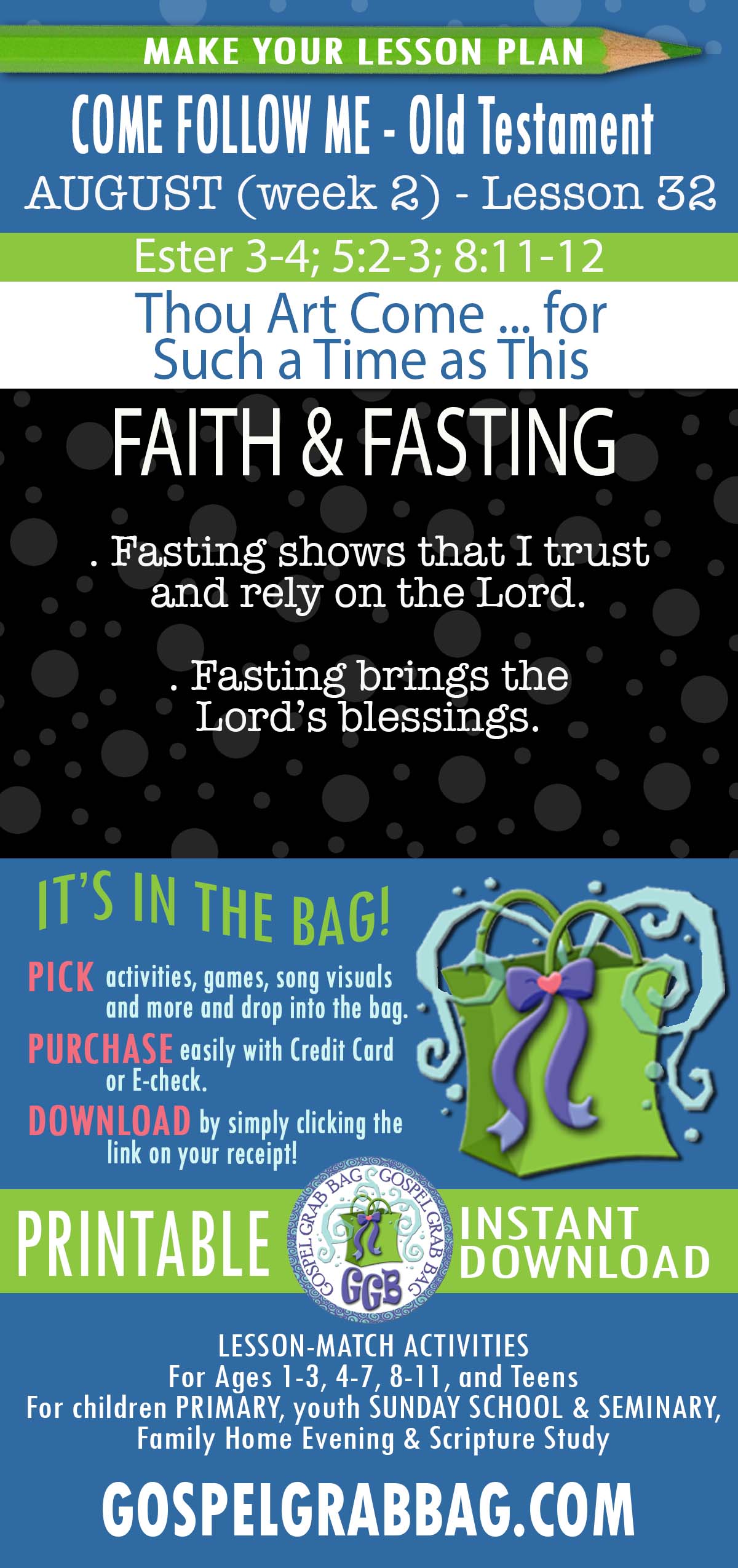 “Thou Art Come ... for Such a Time as This” COME FOLLOW ME - Old Testament - August (week 2) Lesson Activities