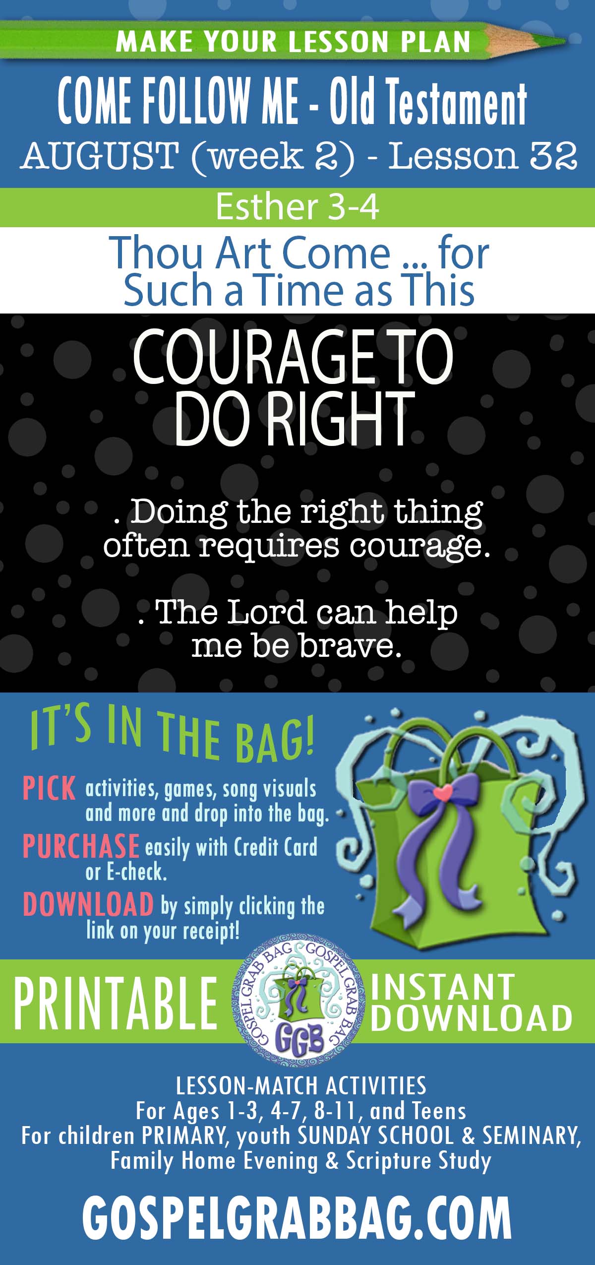 “Thou Art Come ... for Such a Time as This” COME FOLLOW ME - Old Testament - August (week 2) Lesson Activities