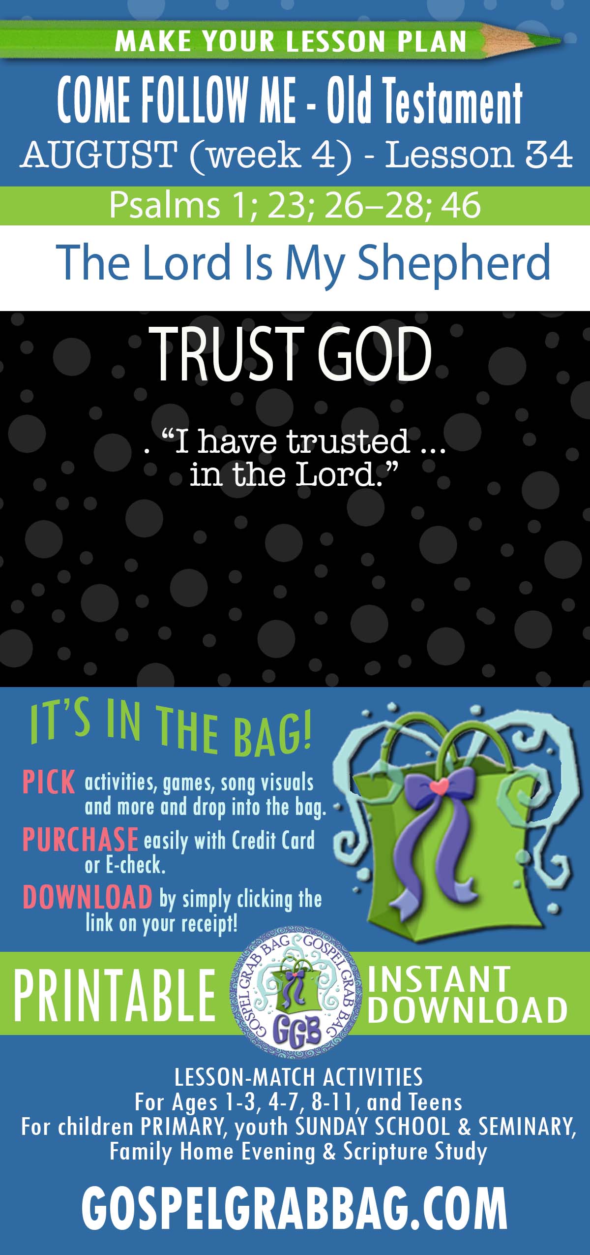 “The Lord Is My Shepherd” COME FOLLOW ME - Old Testament - August (week 4) Lesson Activities