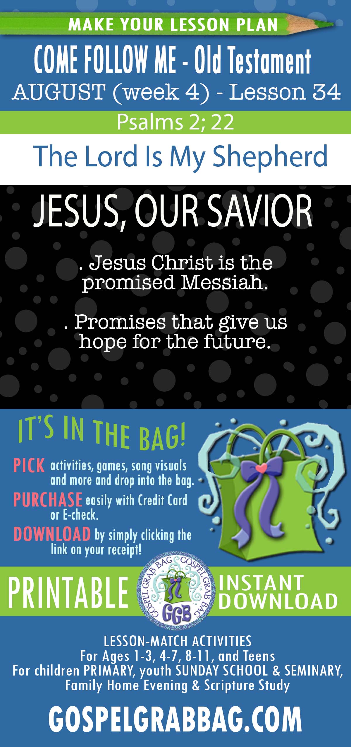 “The Lord Is My Shepherd” COME FOLLOW ME - Old Testament - August (week 4) Lesson Activities