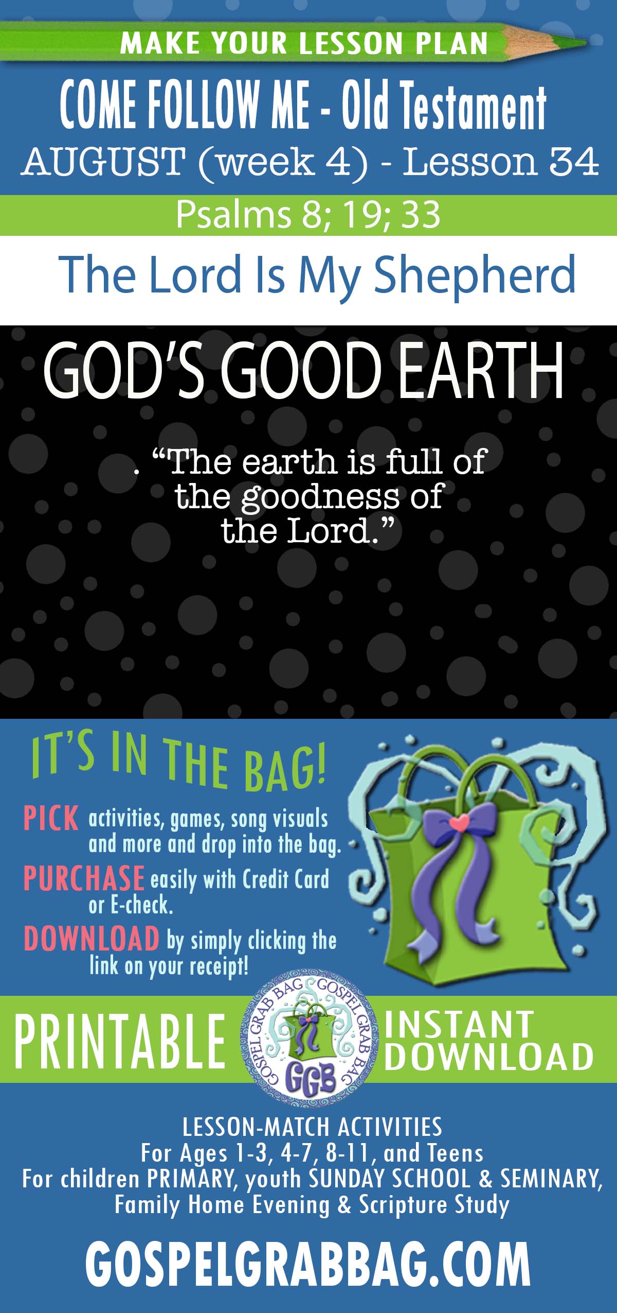 “The Lord Is My Shepherd” COME FOLLOW ME - Old Testament - August (week 4) Lesson Activities