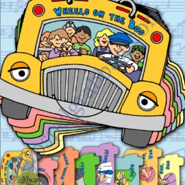 "Wheels On the Bus" song visuals on a flip-chart