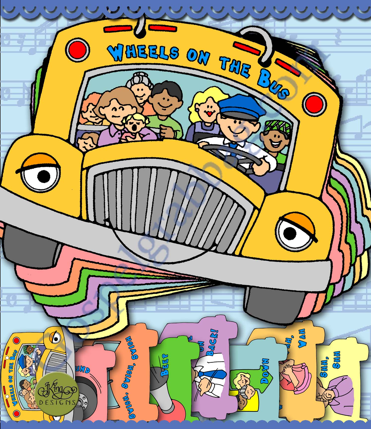 "Wheels On the Bus" song visuals on a flip-chart
